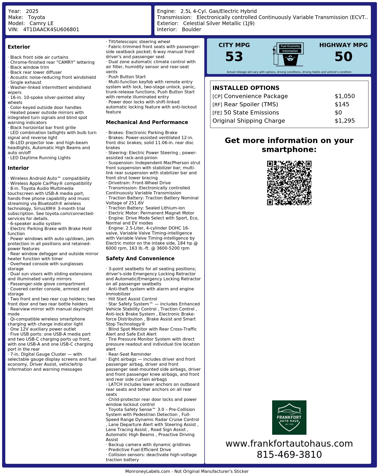 Monroney Label