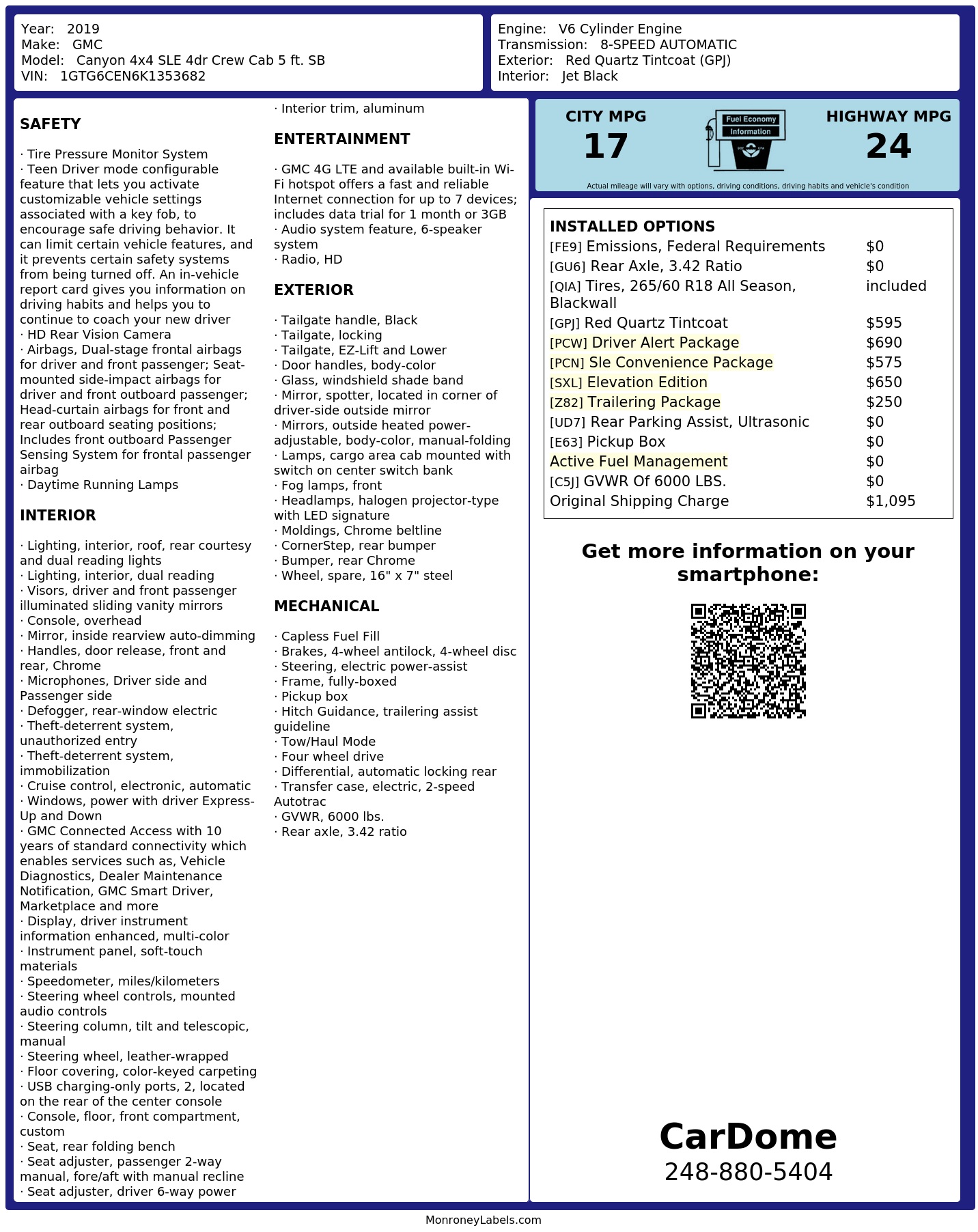 Monroney Label