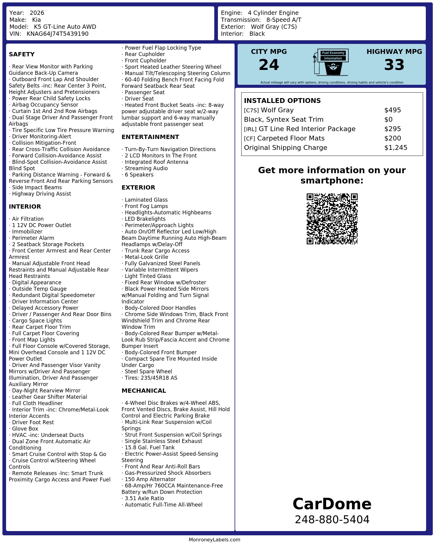 Monroney Label