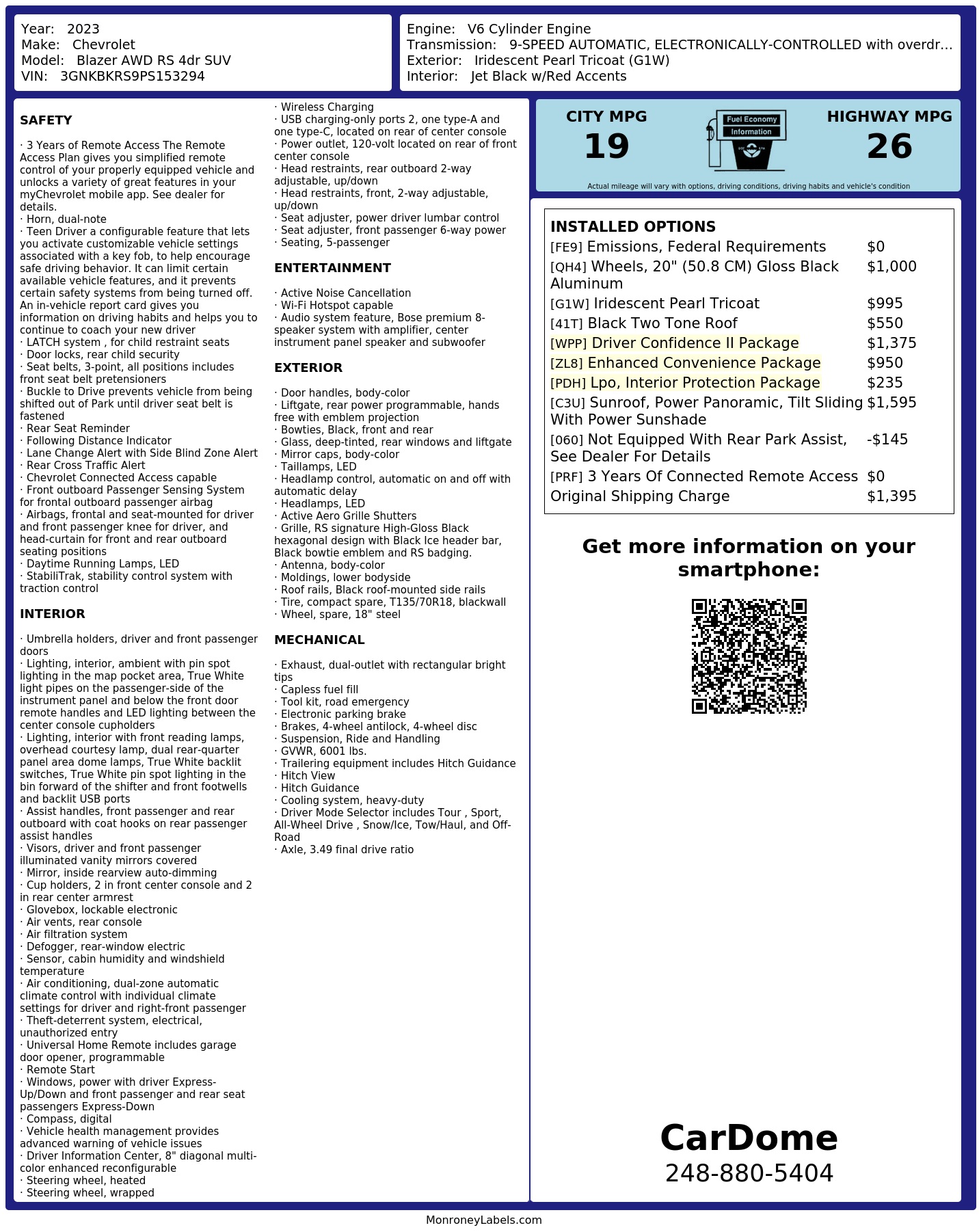 Monroney Label