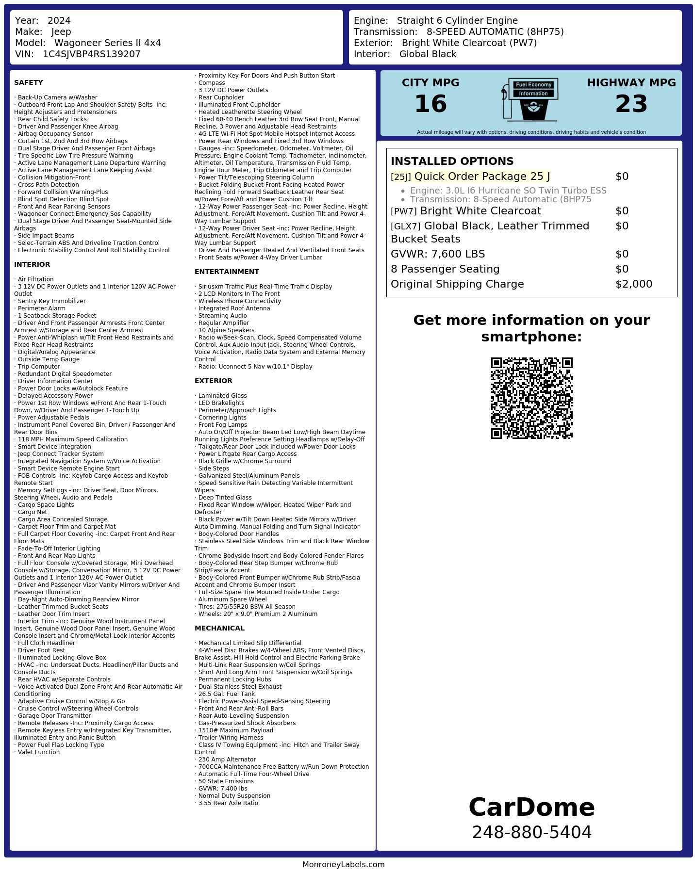 Monroney Label