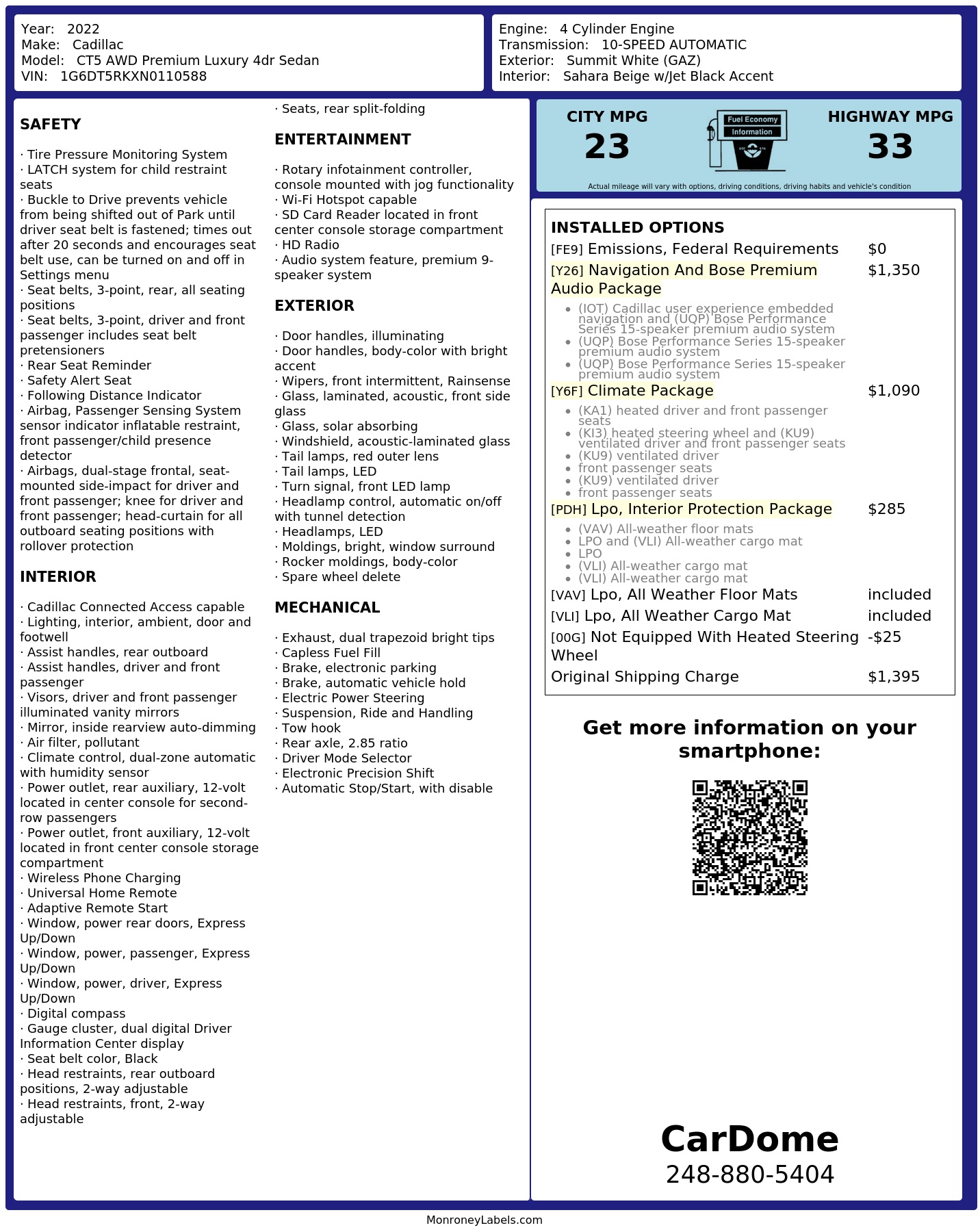 Monroney Label
