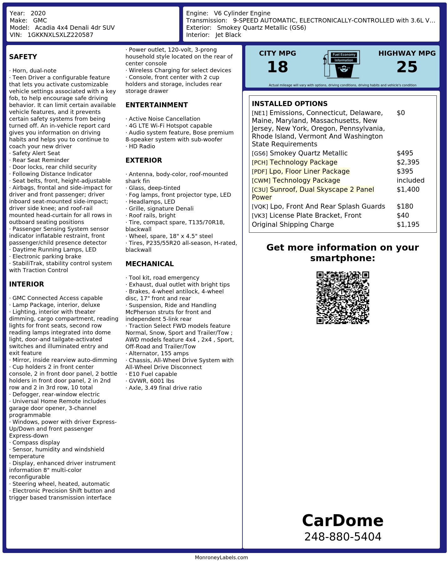 Monroney Label