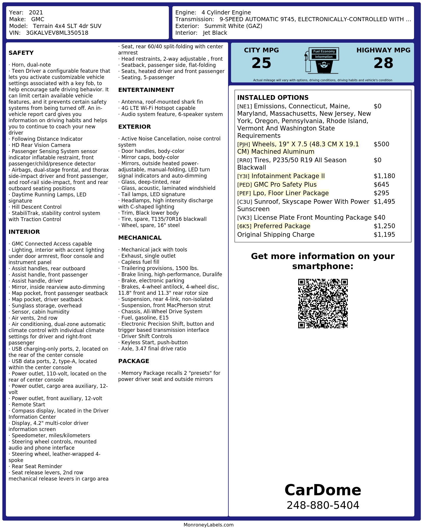 Monroney Label