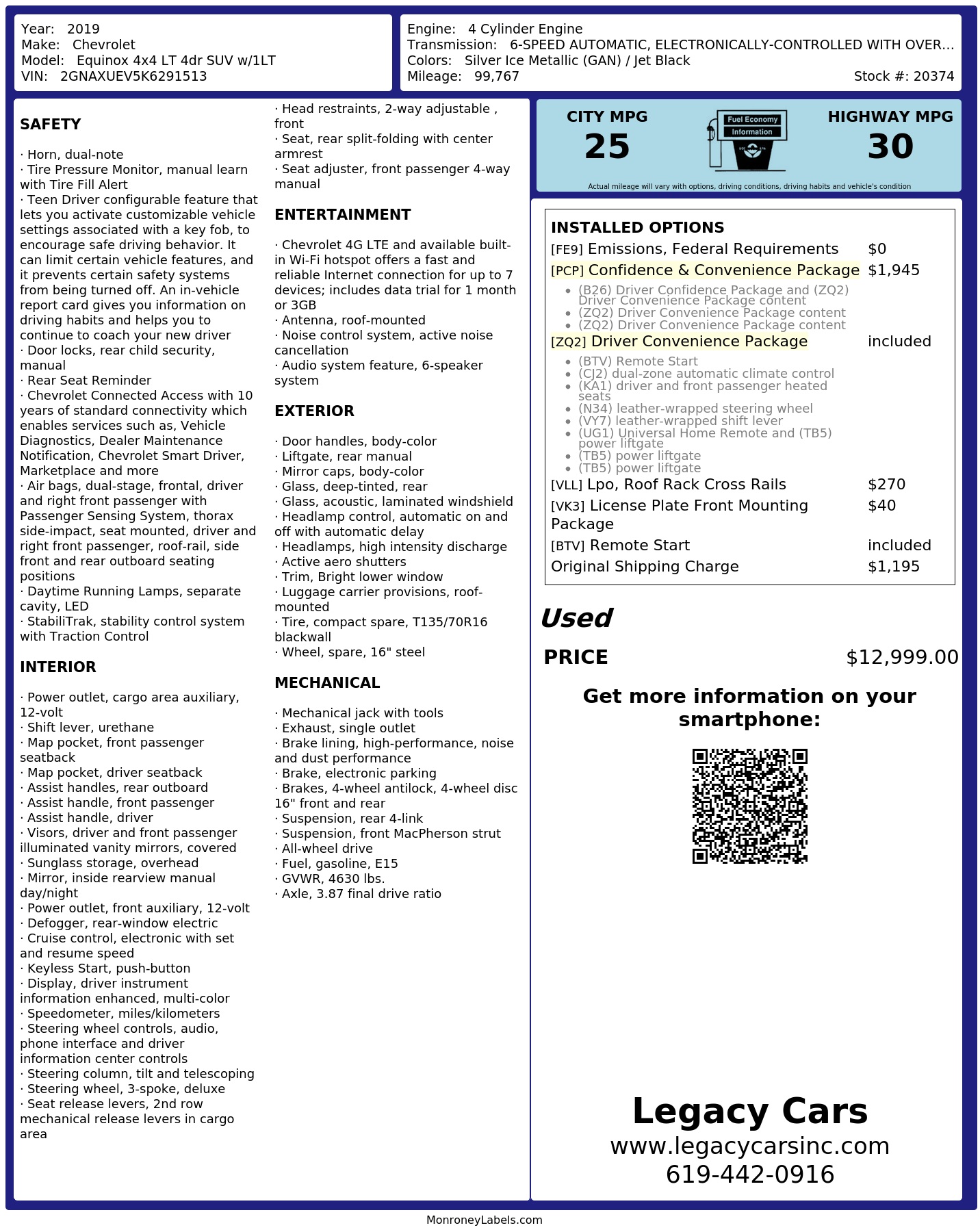 Monroney Label