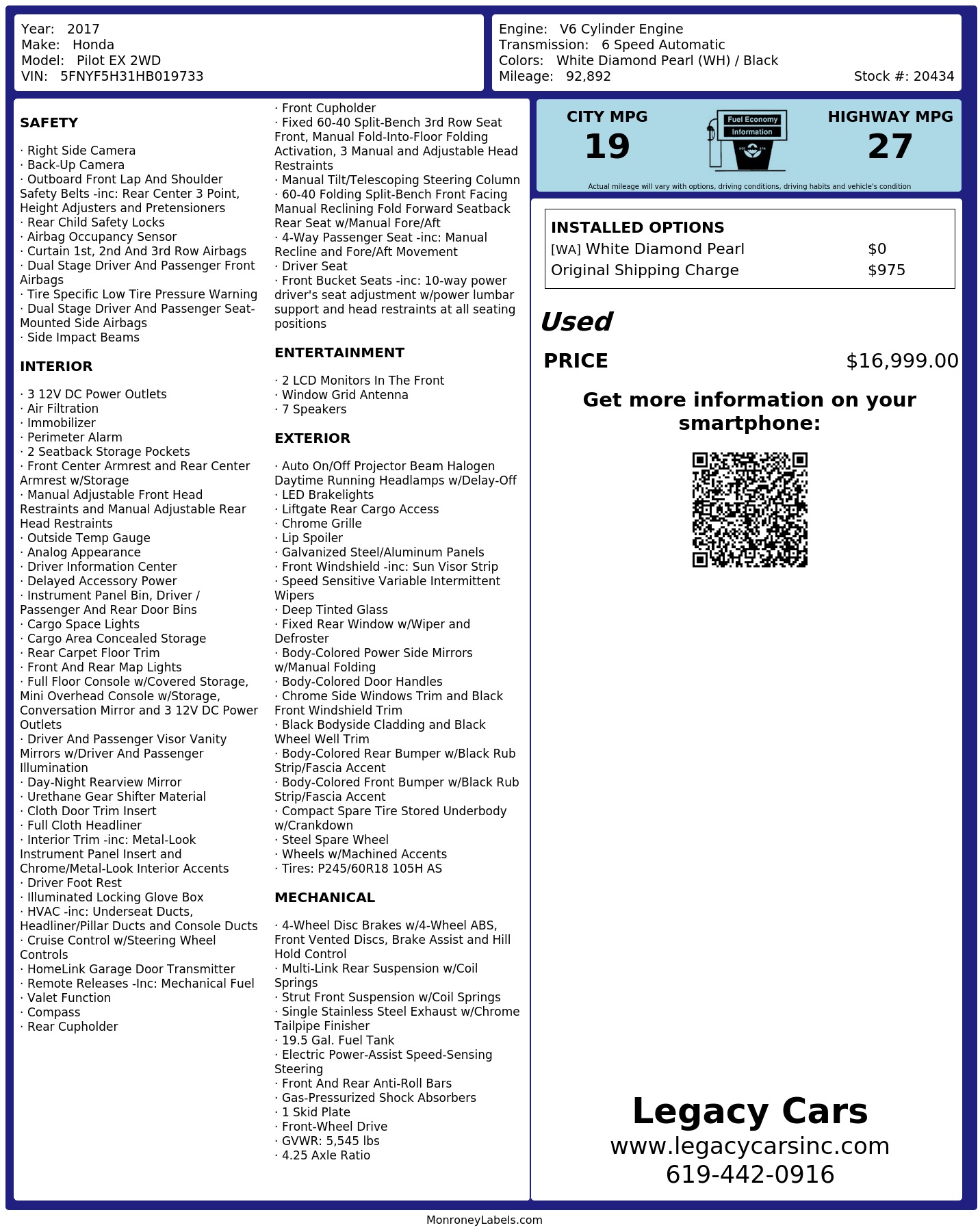 Monroney Label