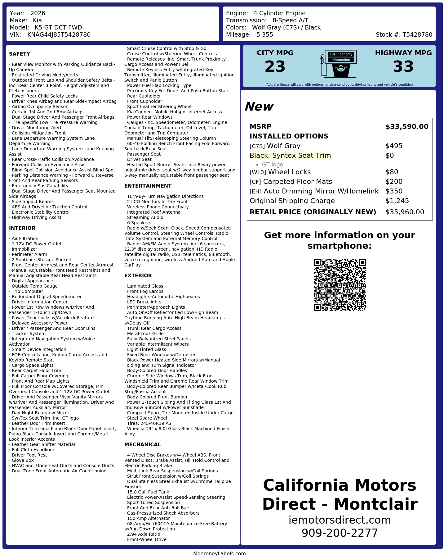 Monroney Label