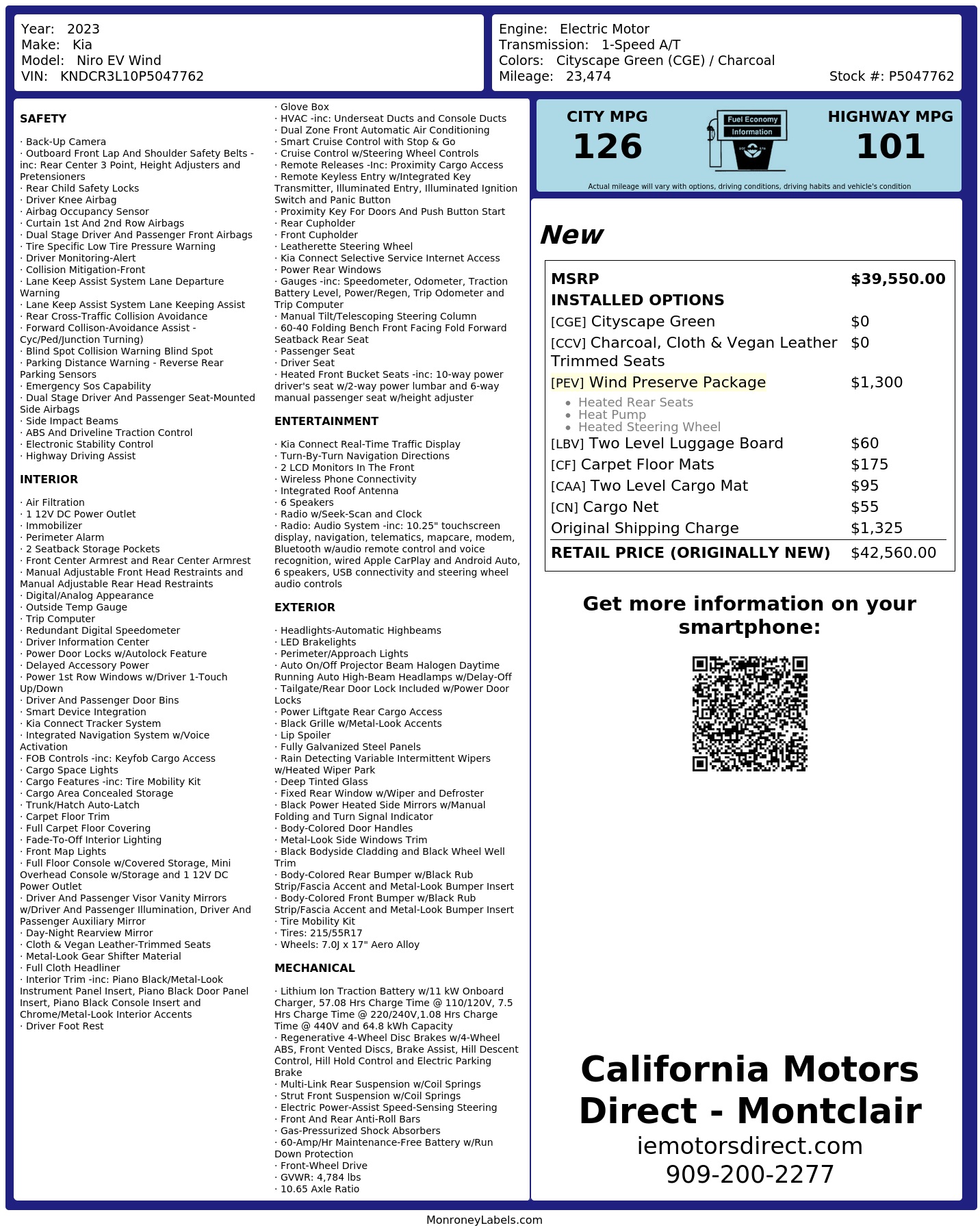 Monroney Label