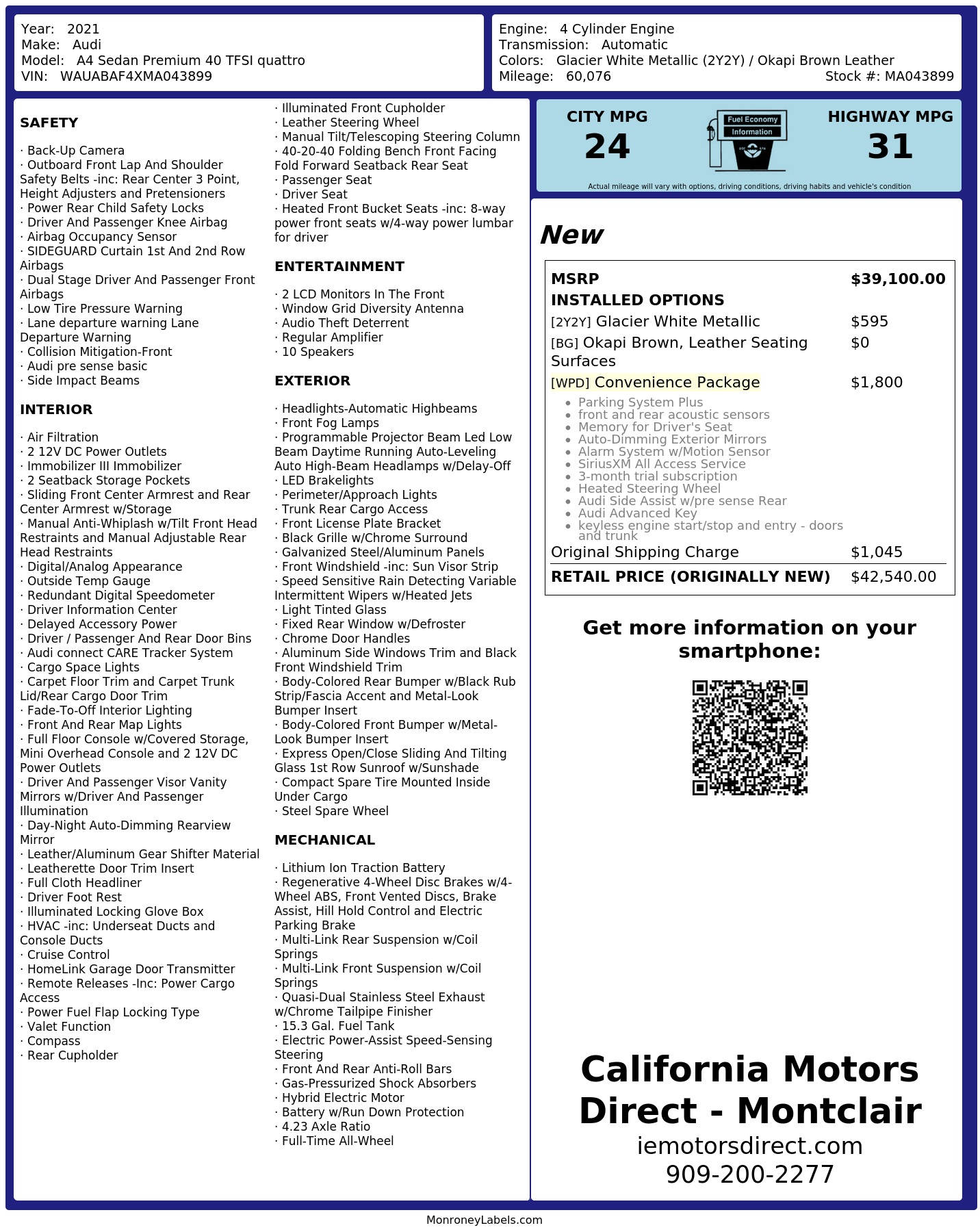 Monroney Label
