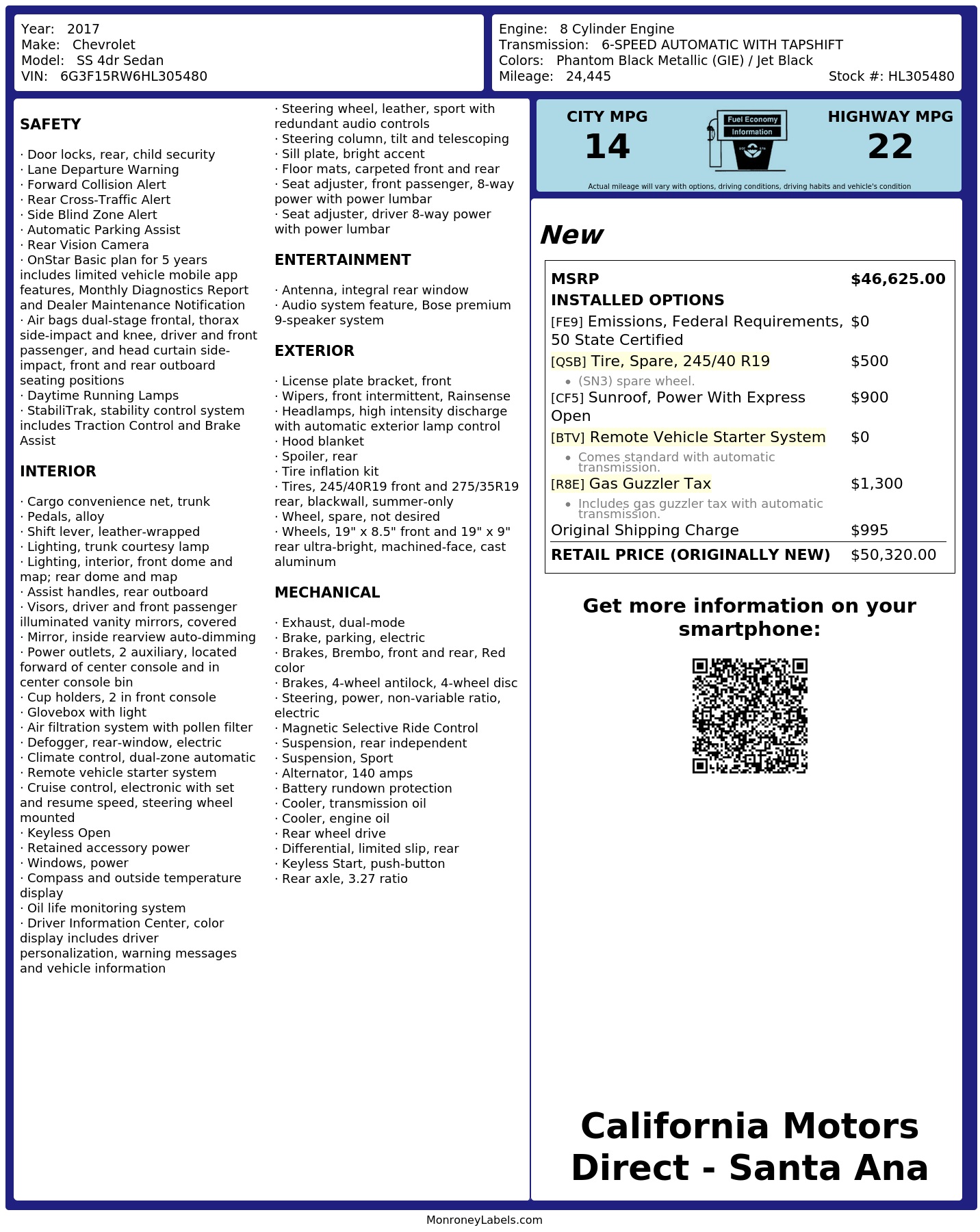 Monroney Label