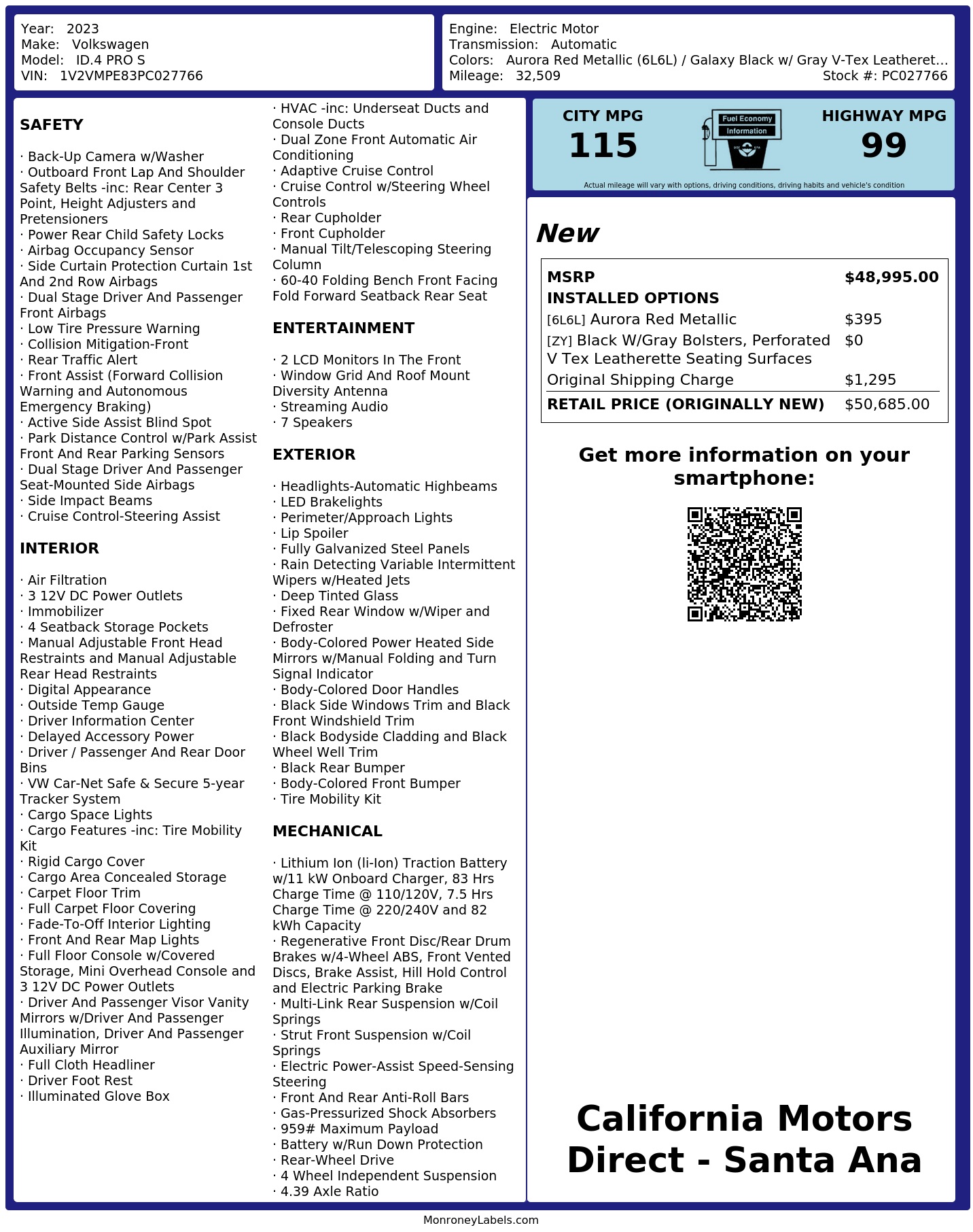 Monroney Label