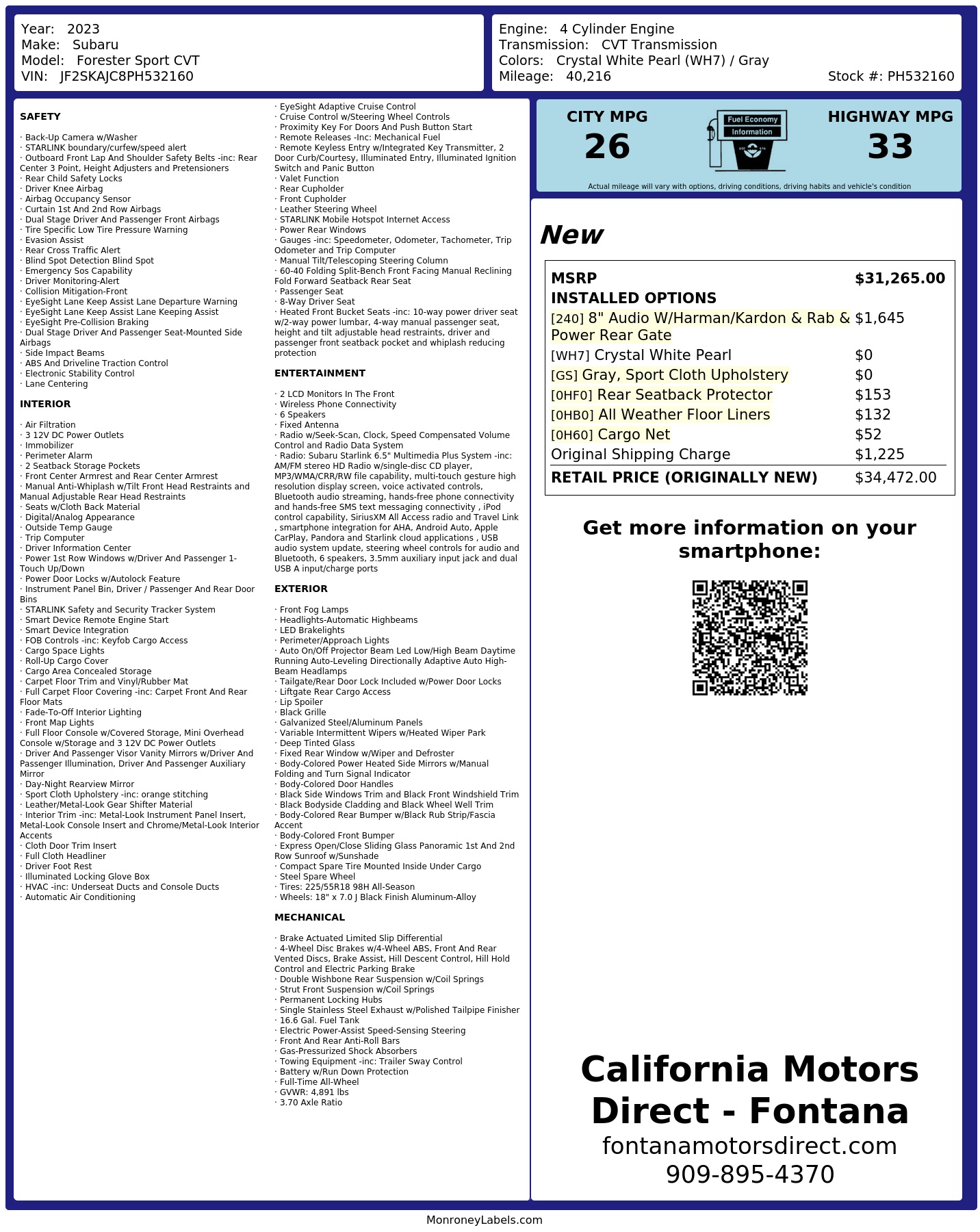 Monroney Label