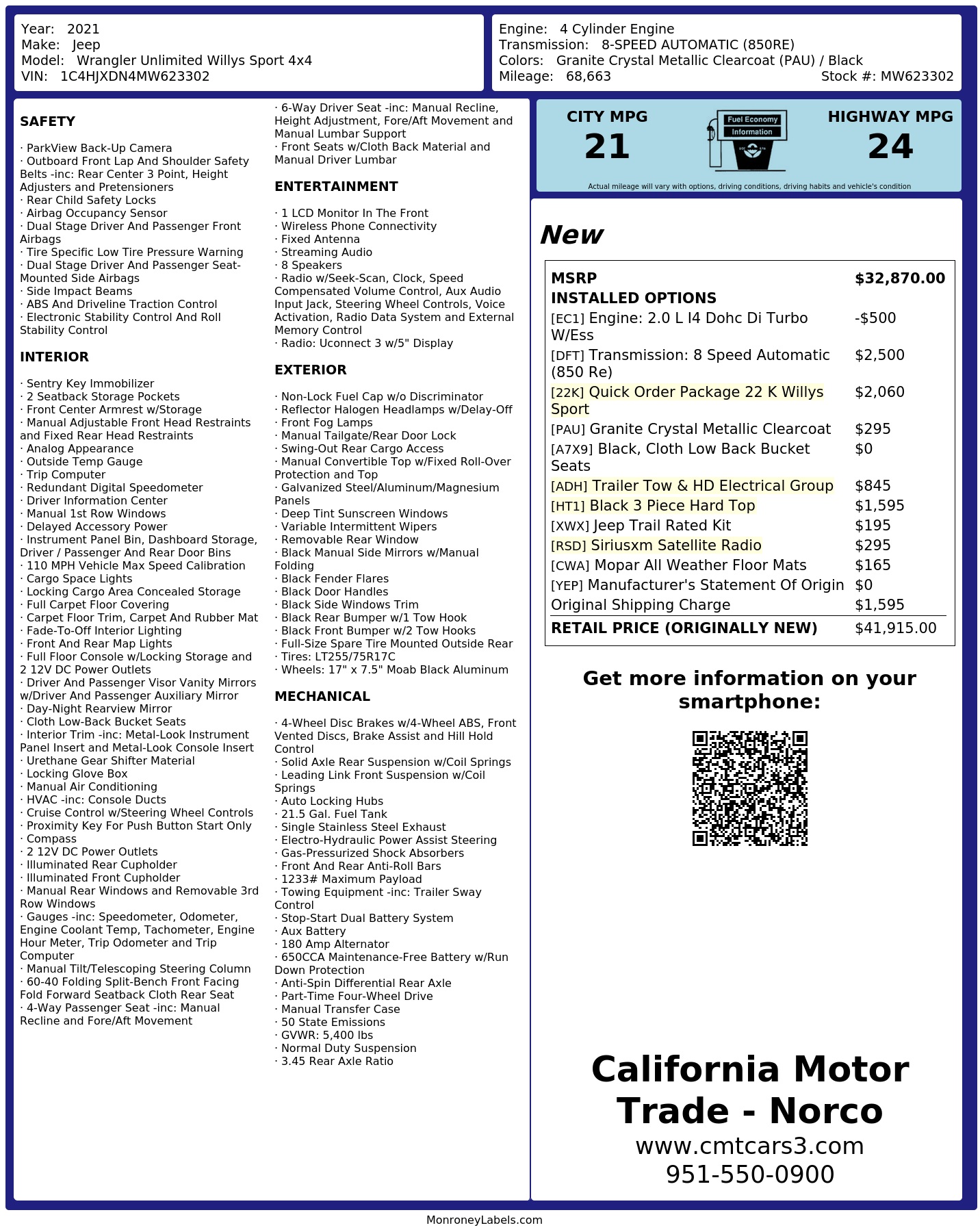 Monroney Label