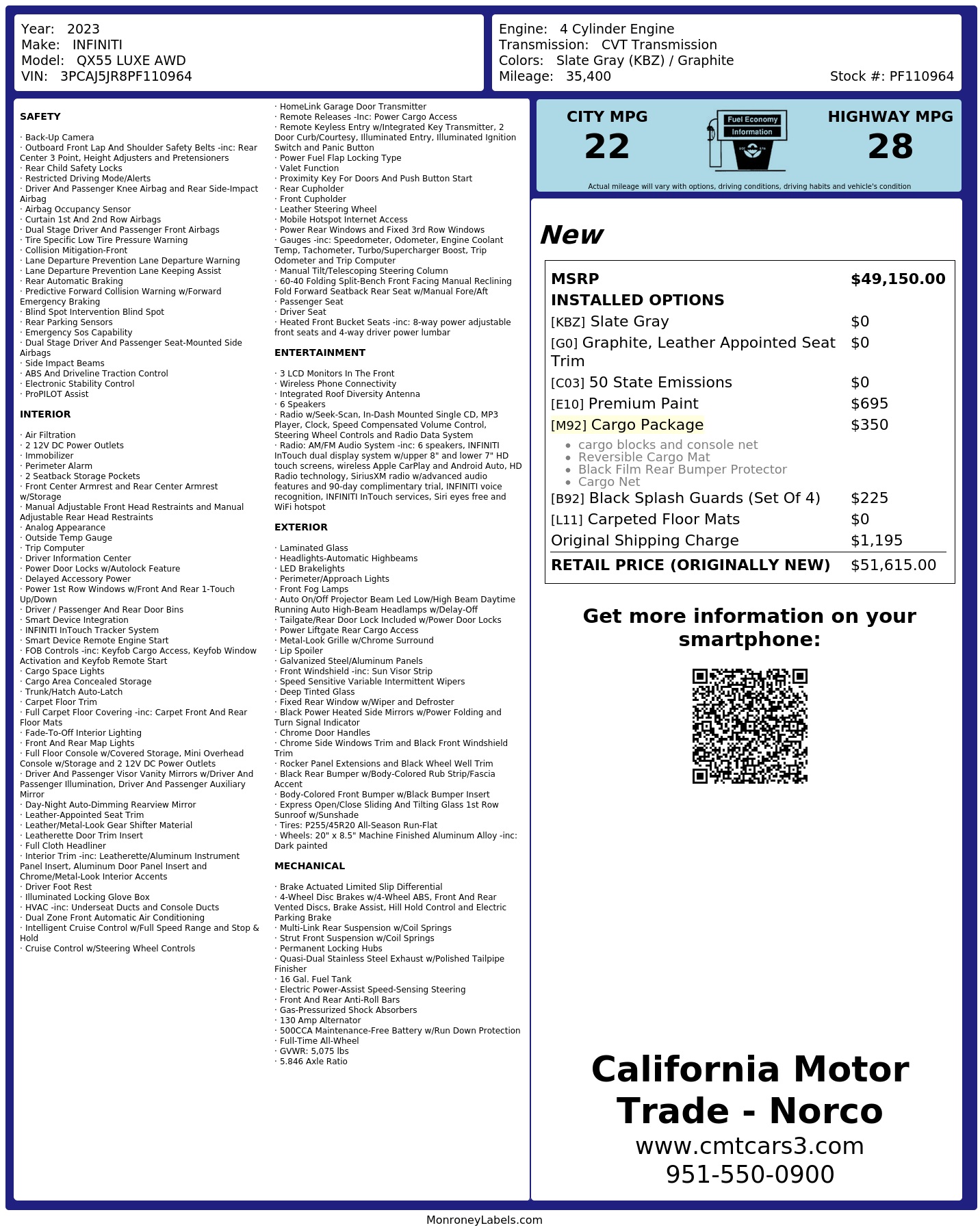 Monroney Label