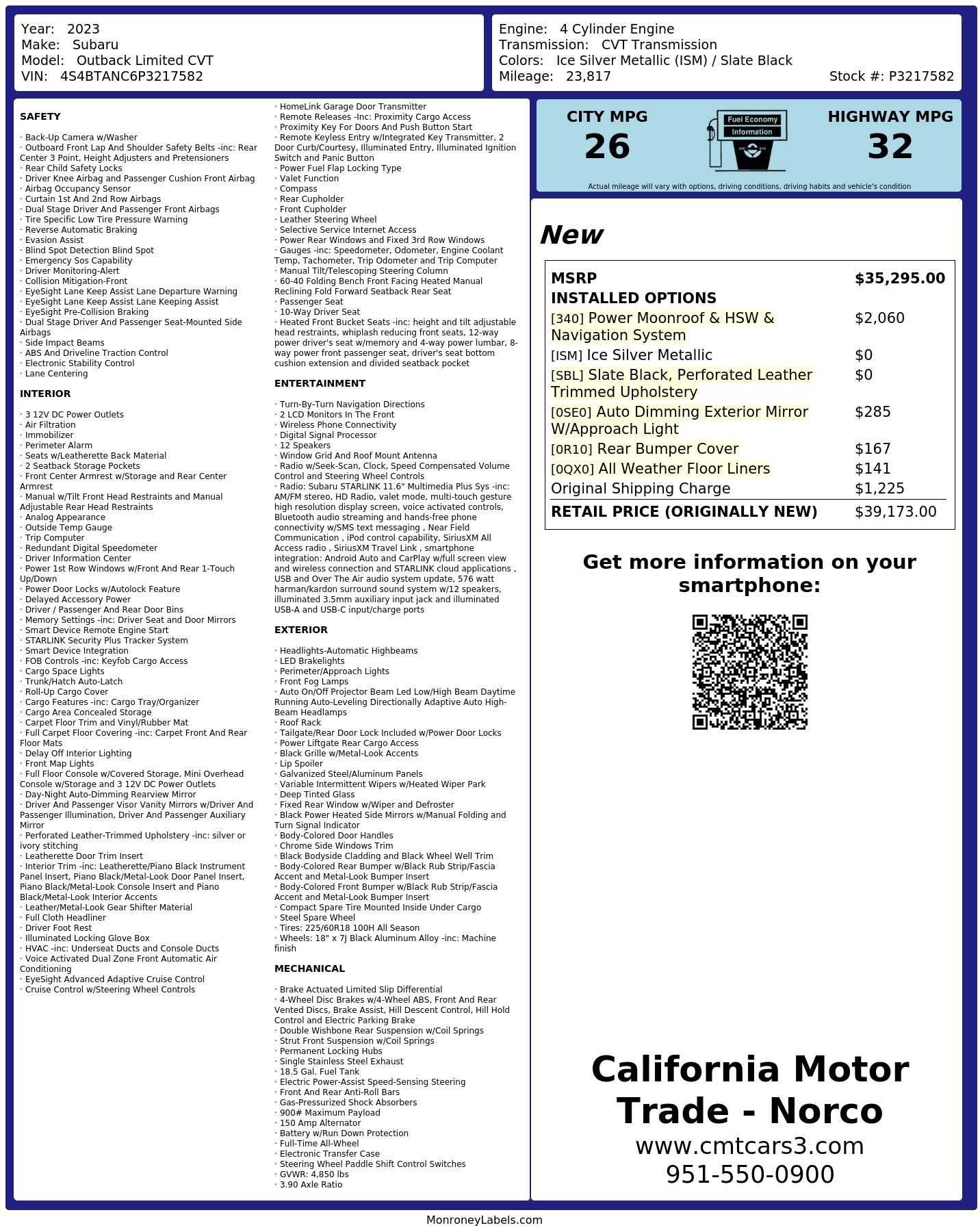 Monroney Label