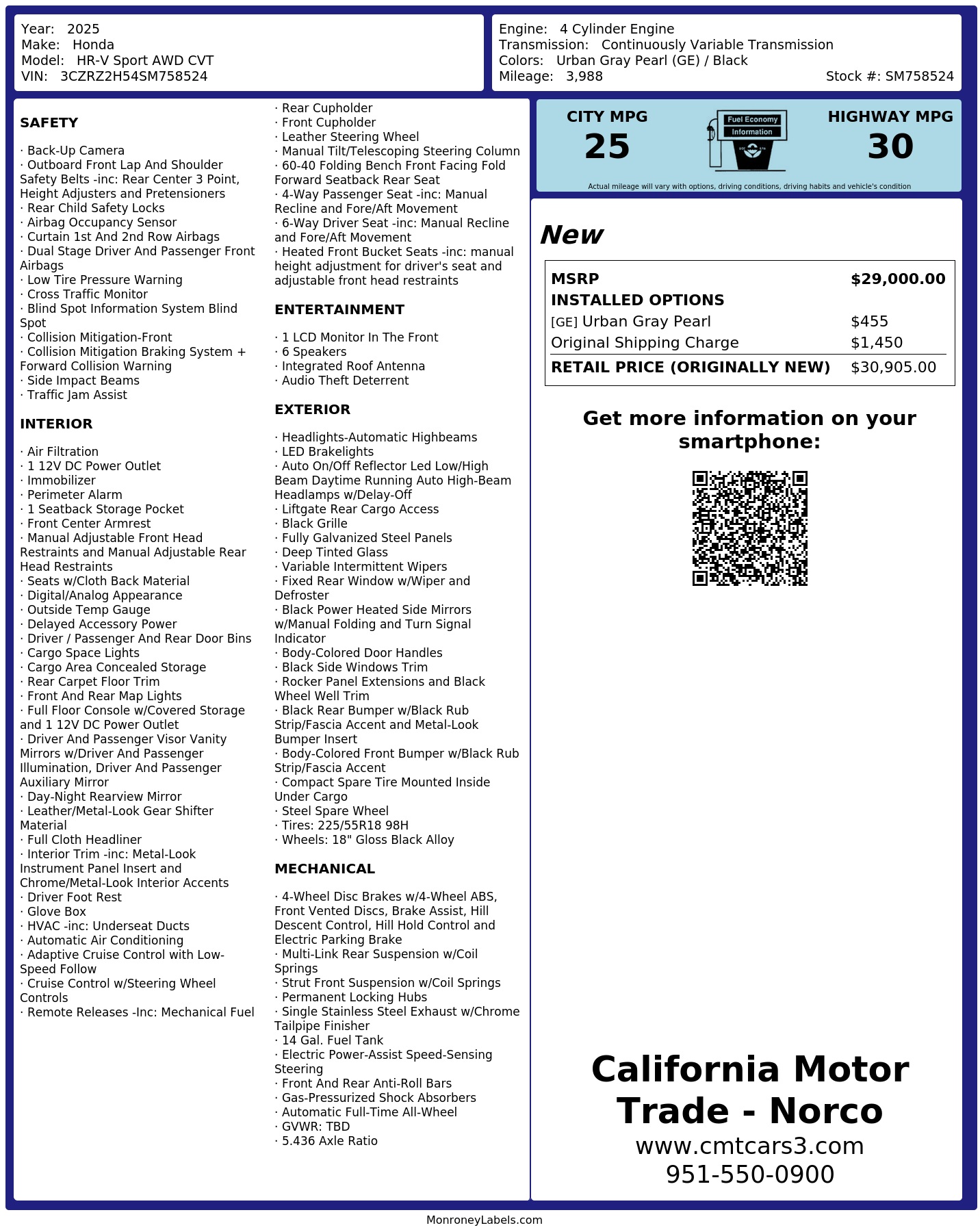 Monroney Label