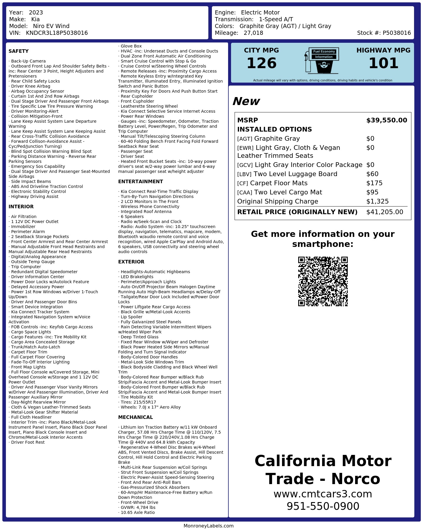 Monroney Label