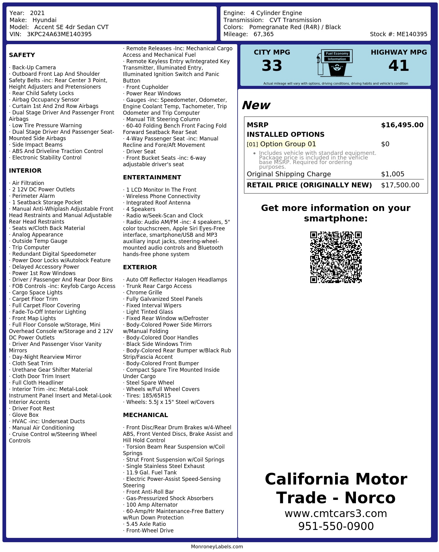 Monroney Label