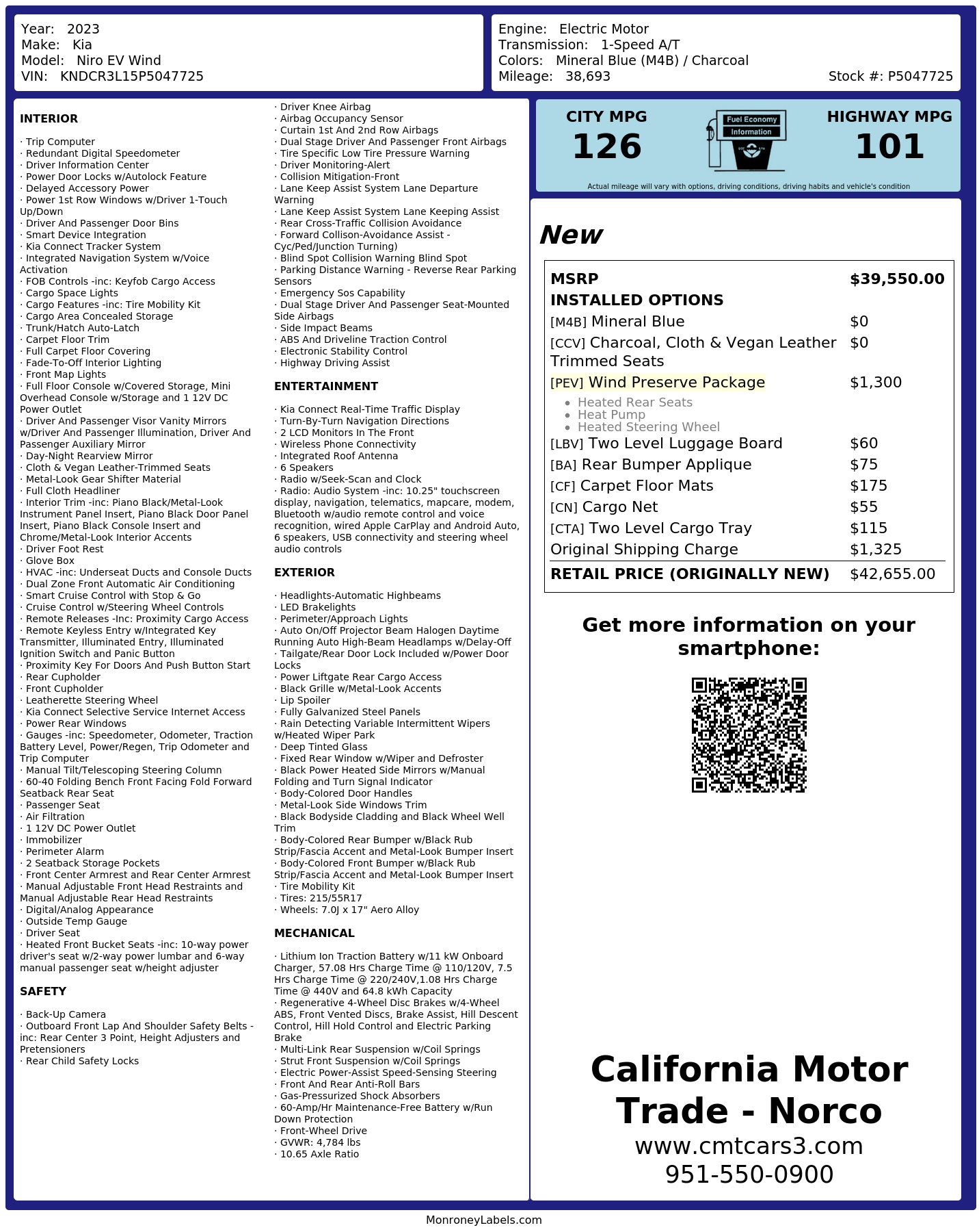 Monroney Label