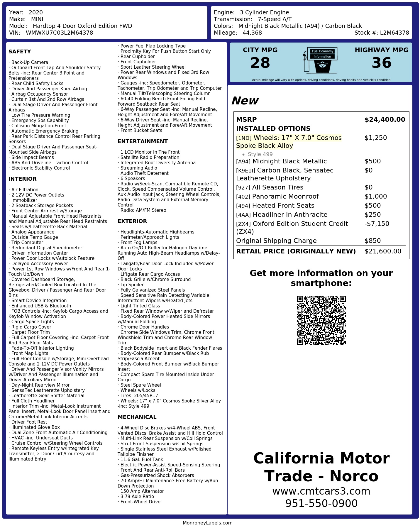 Monroney Label