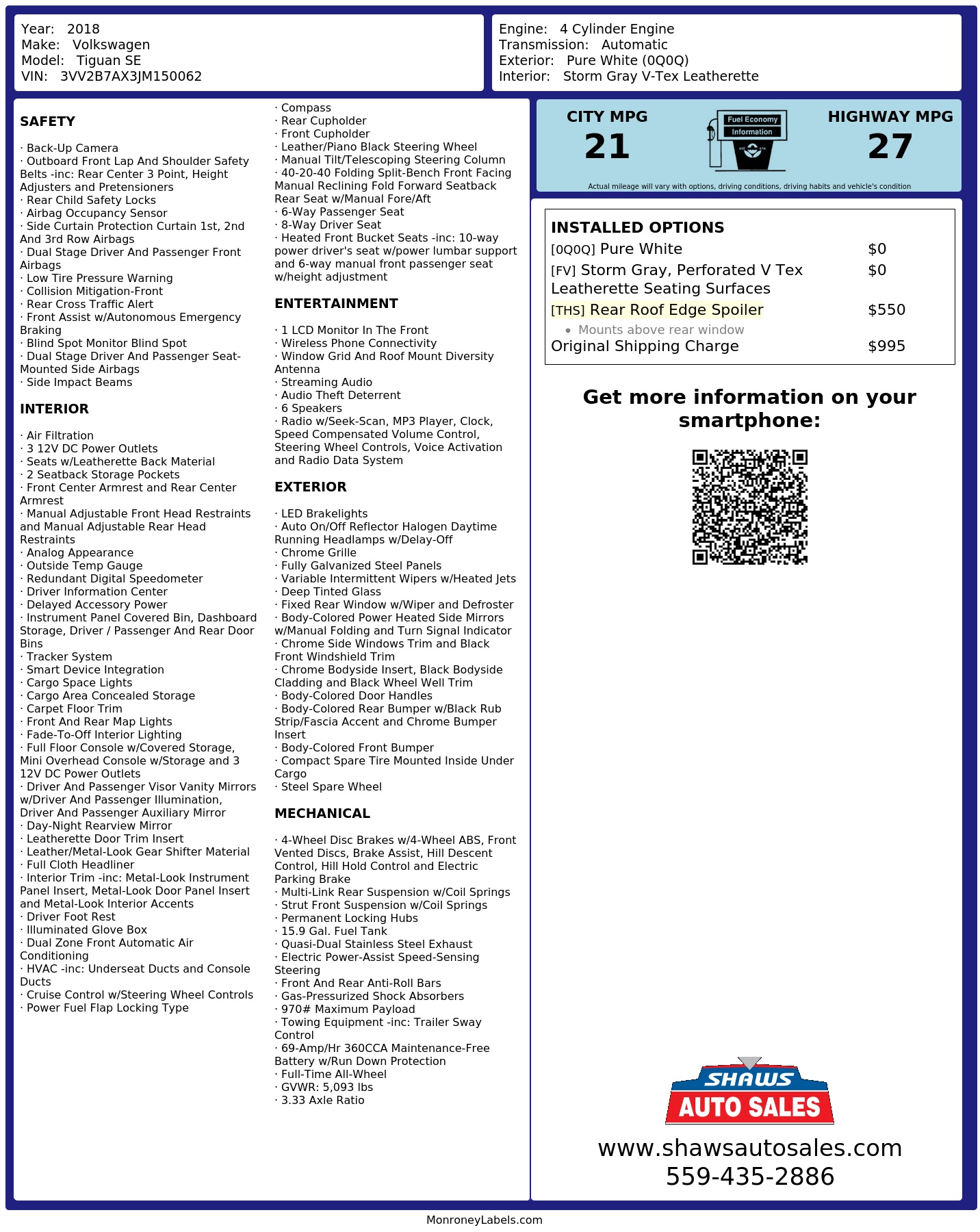 Monroney Label