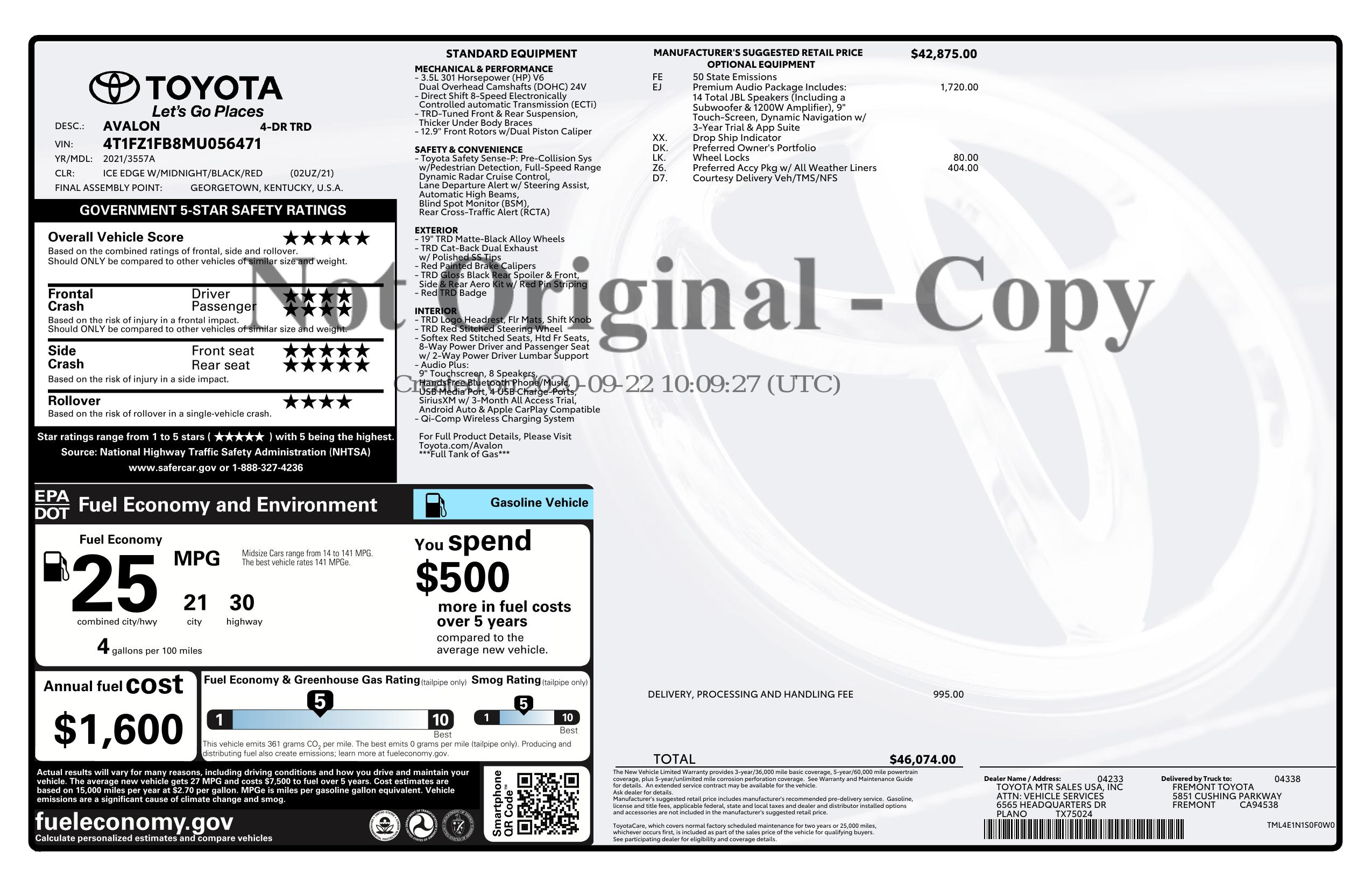 Monroney Label
