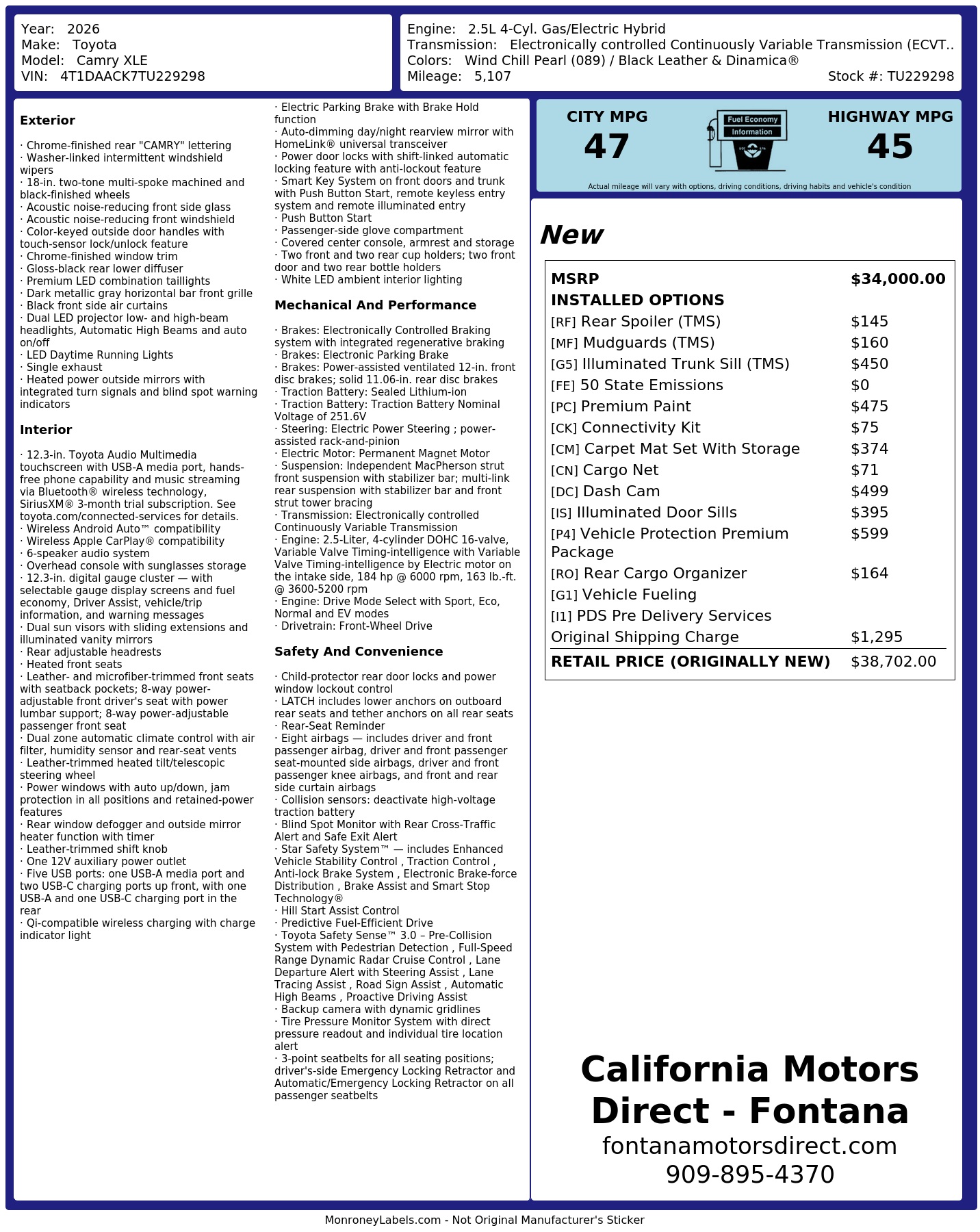 Monroney Label