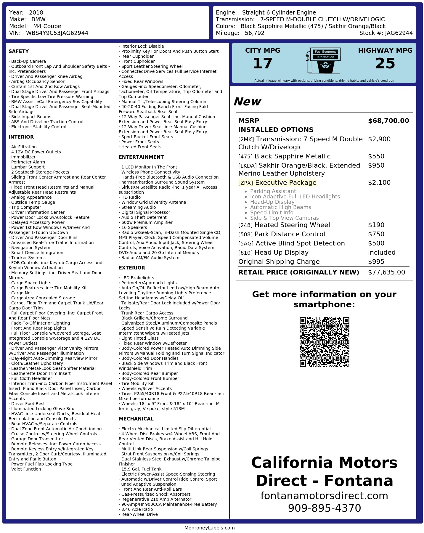 Monroney Label