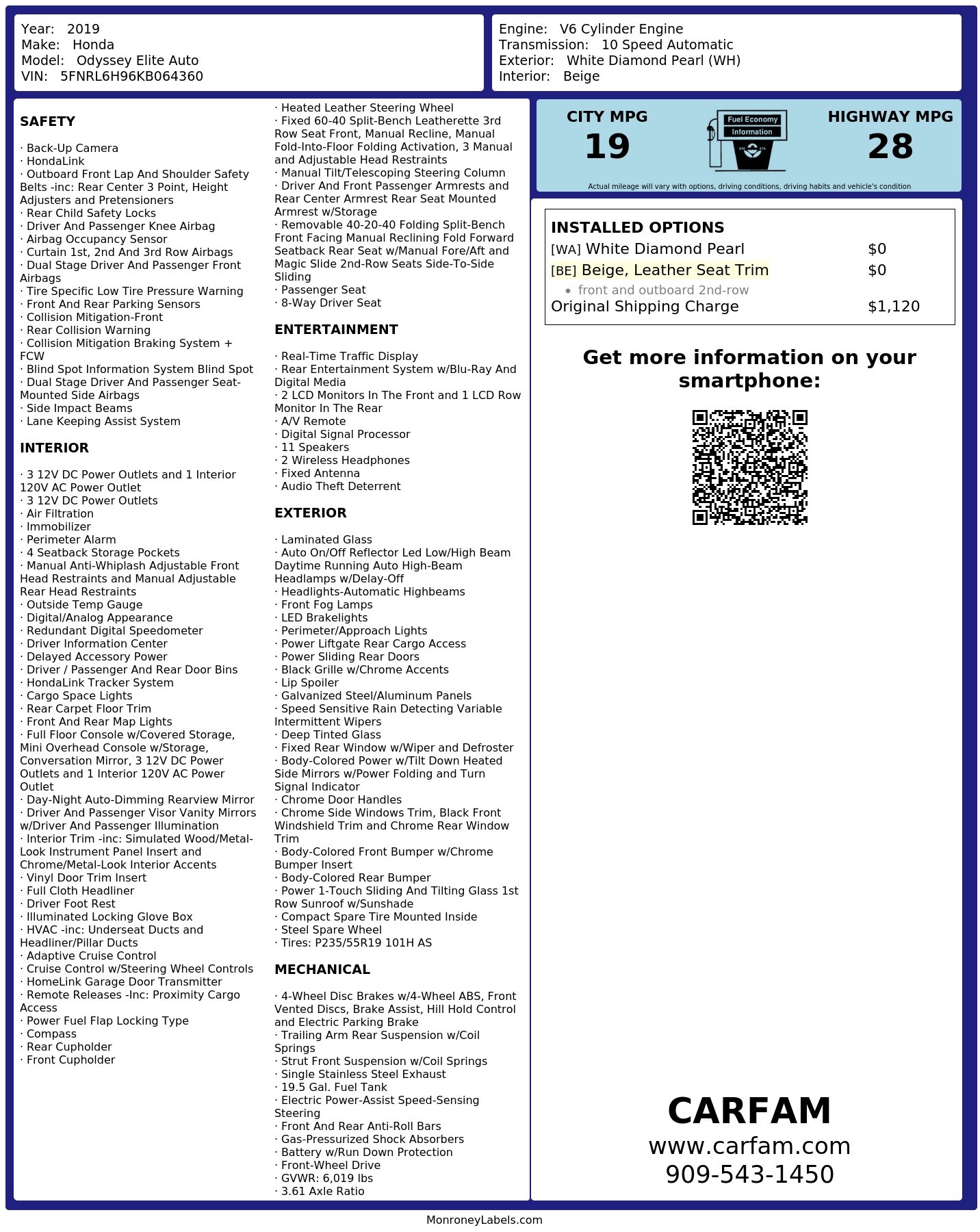 Monroney Label