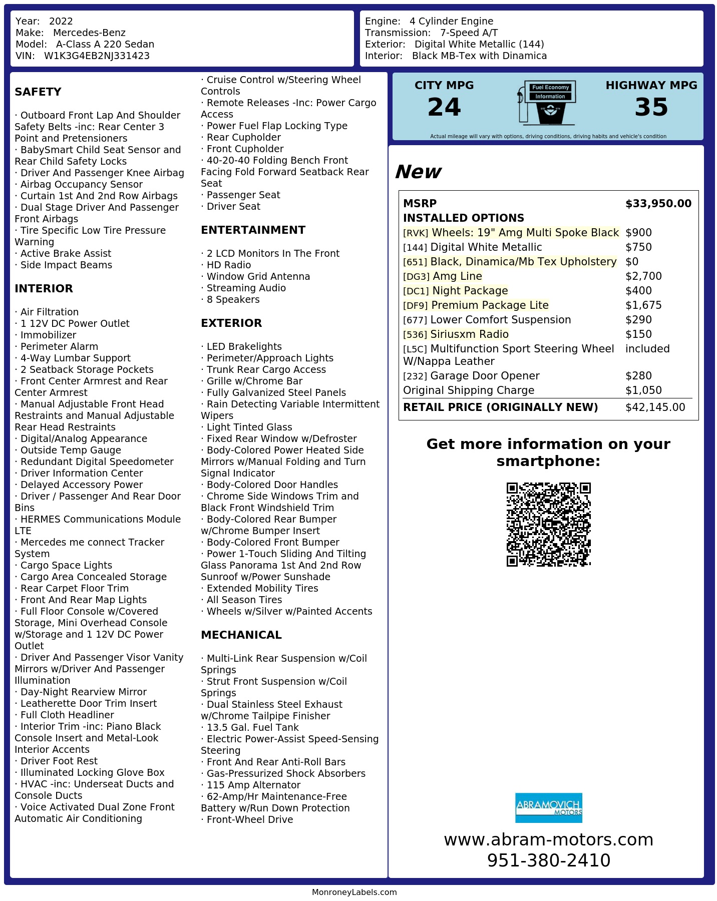 Monroney Label