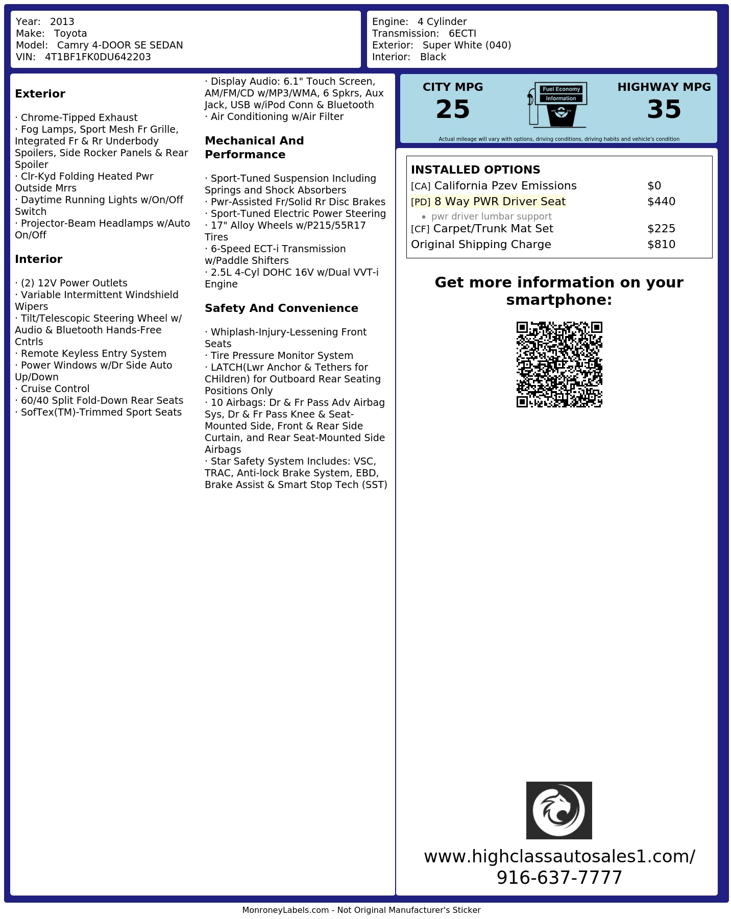 Monroney Label