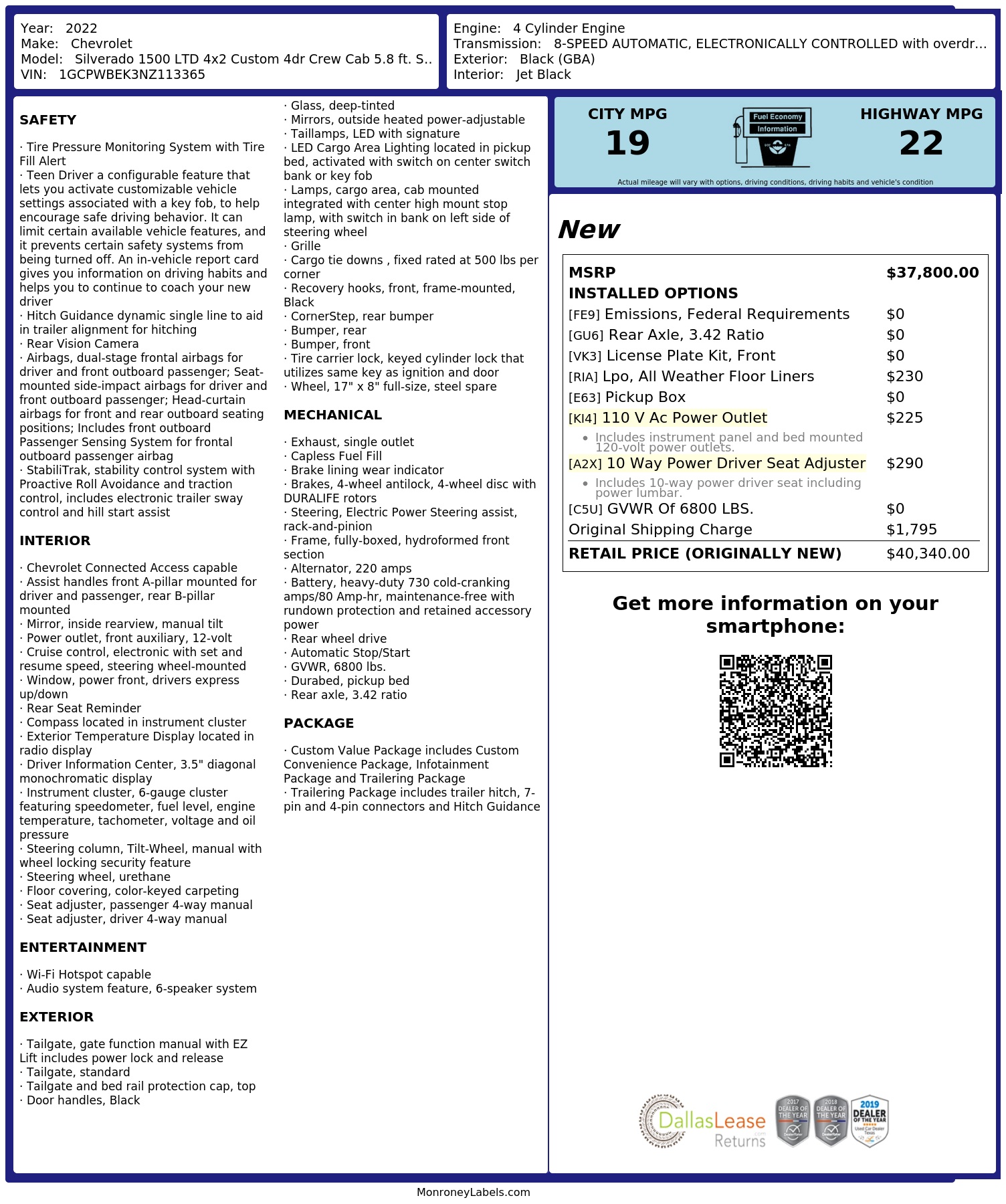Monroney Label