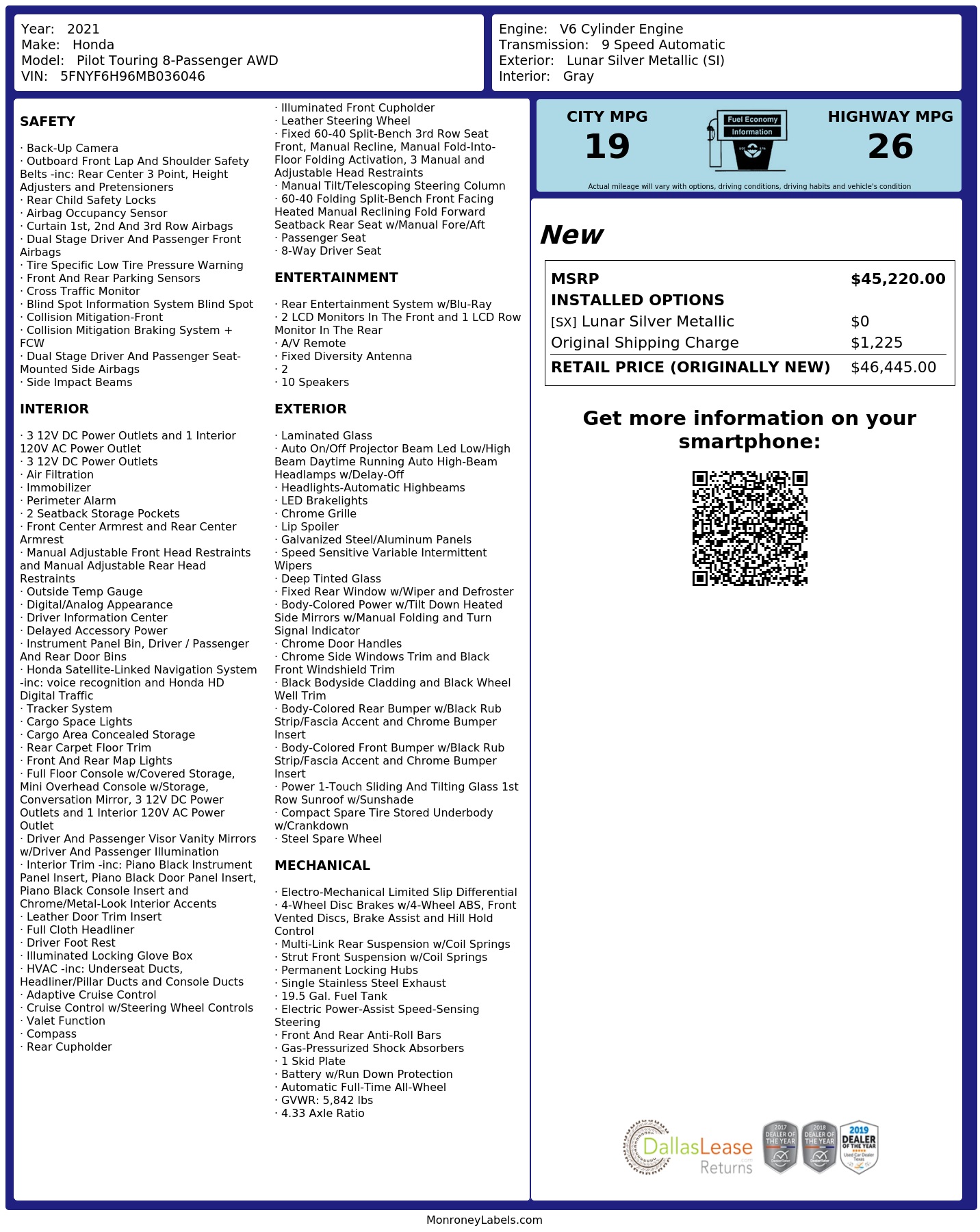 Monroney Label