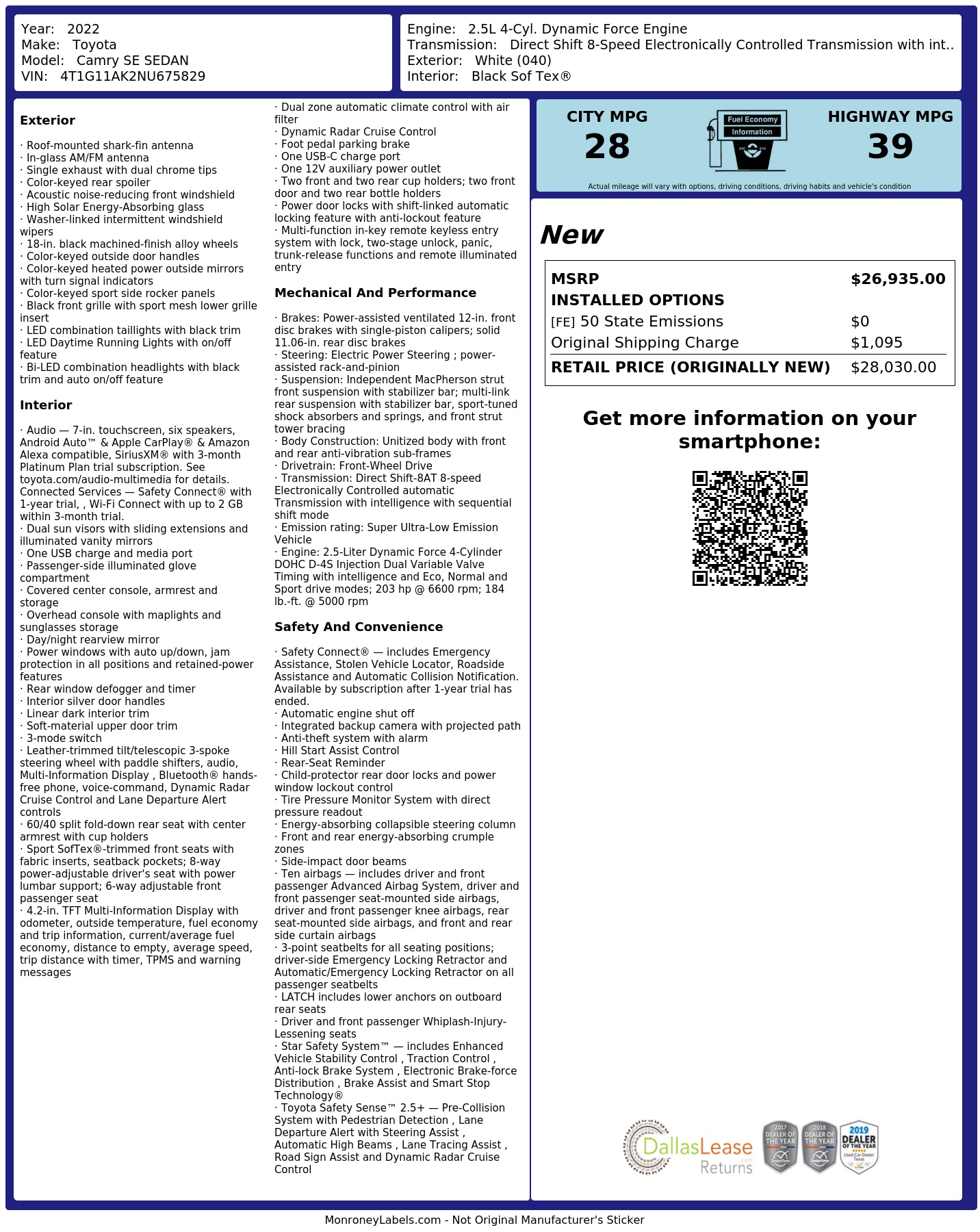 Monroney Label