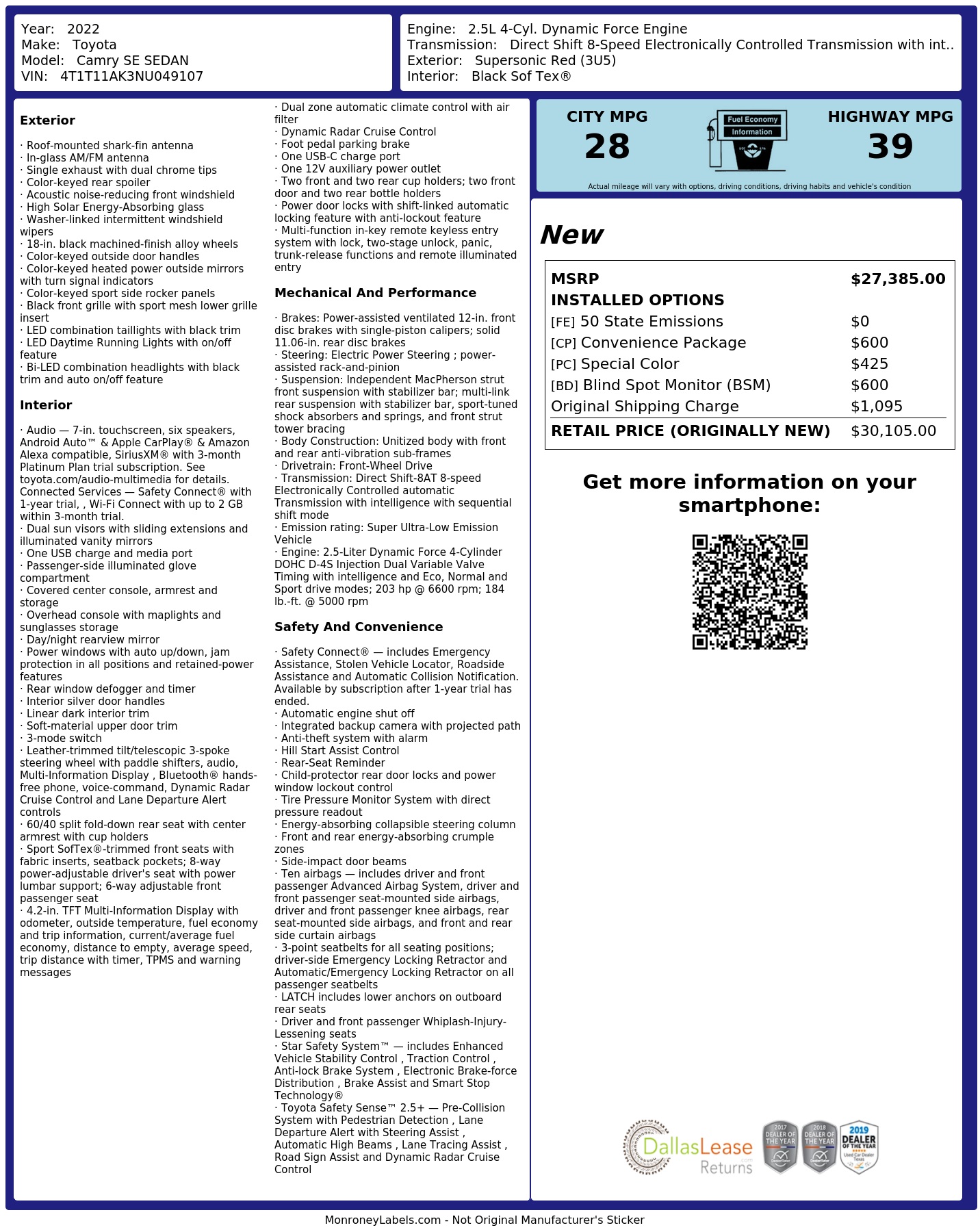 Monroney Label