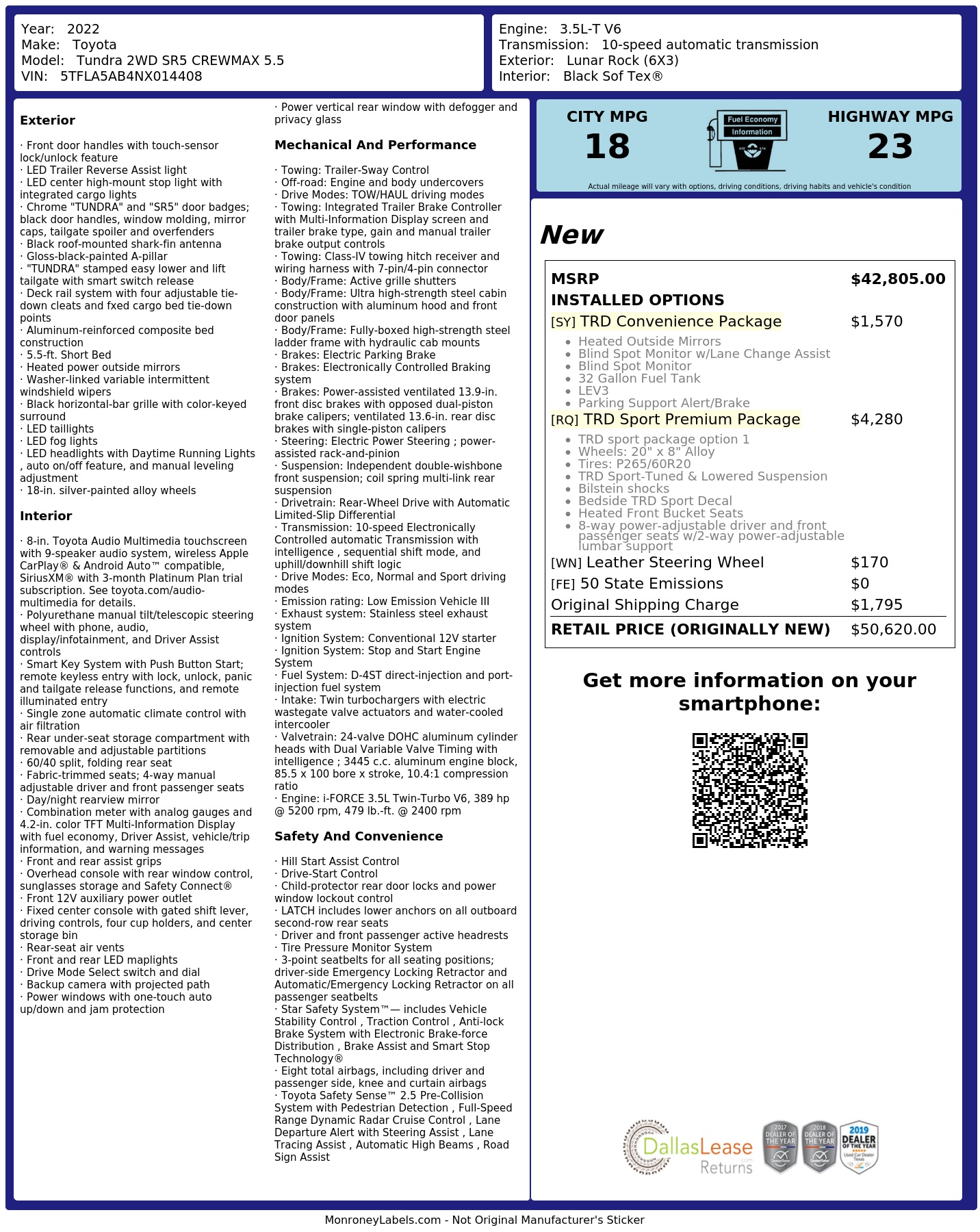 Monroney Label