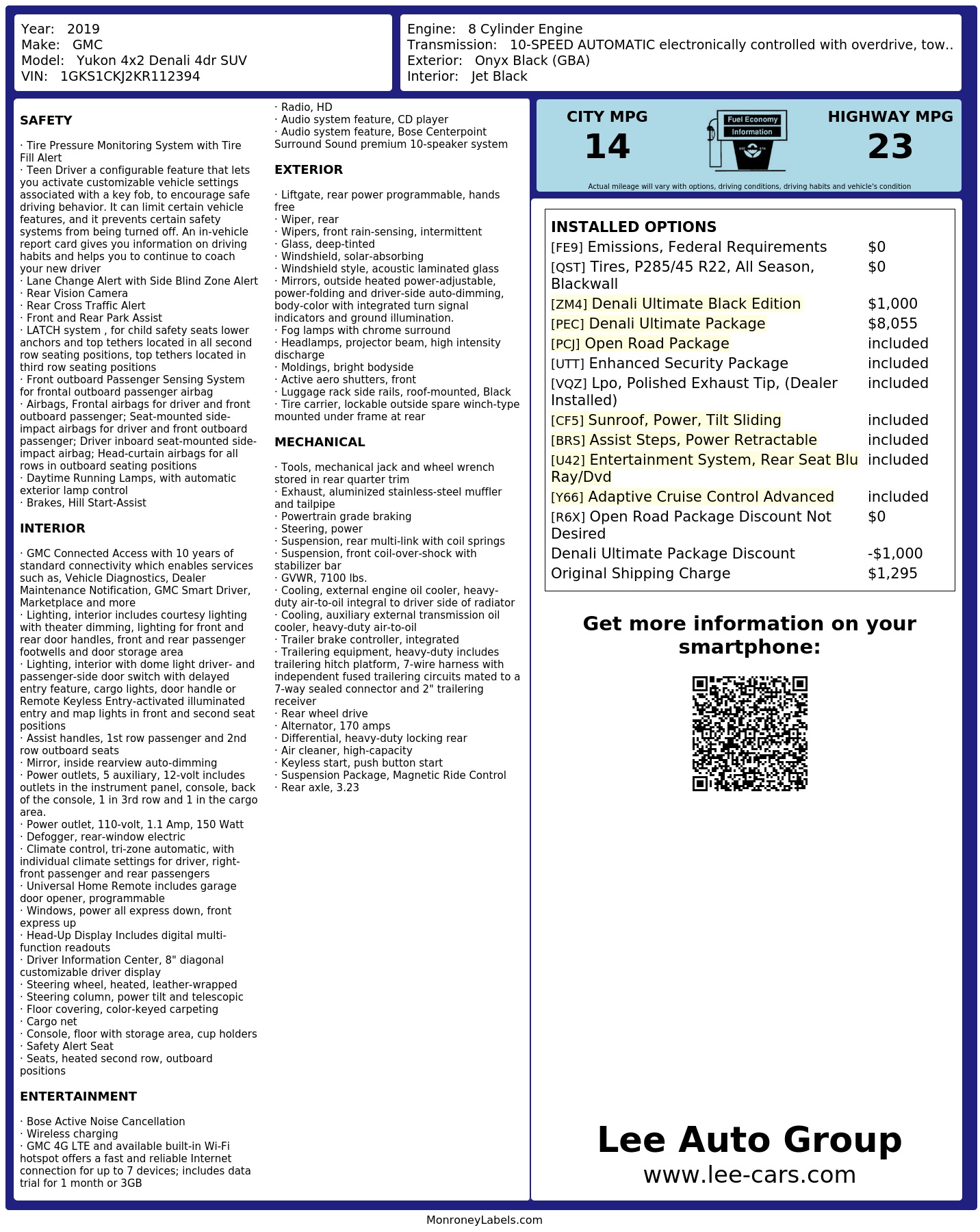 Monroney Label
