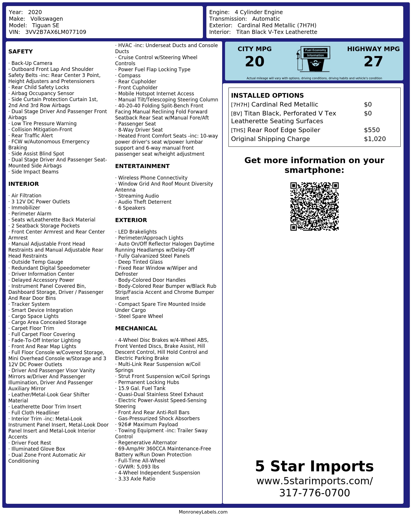 Monroney Label