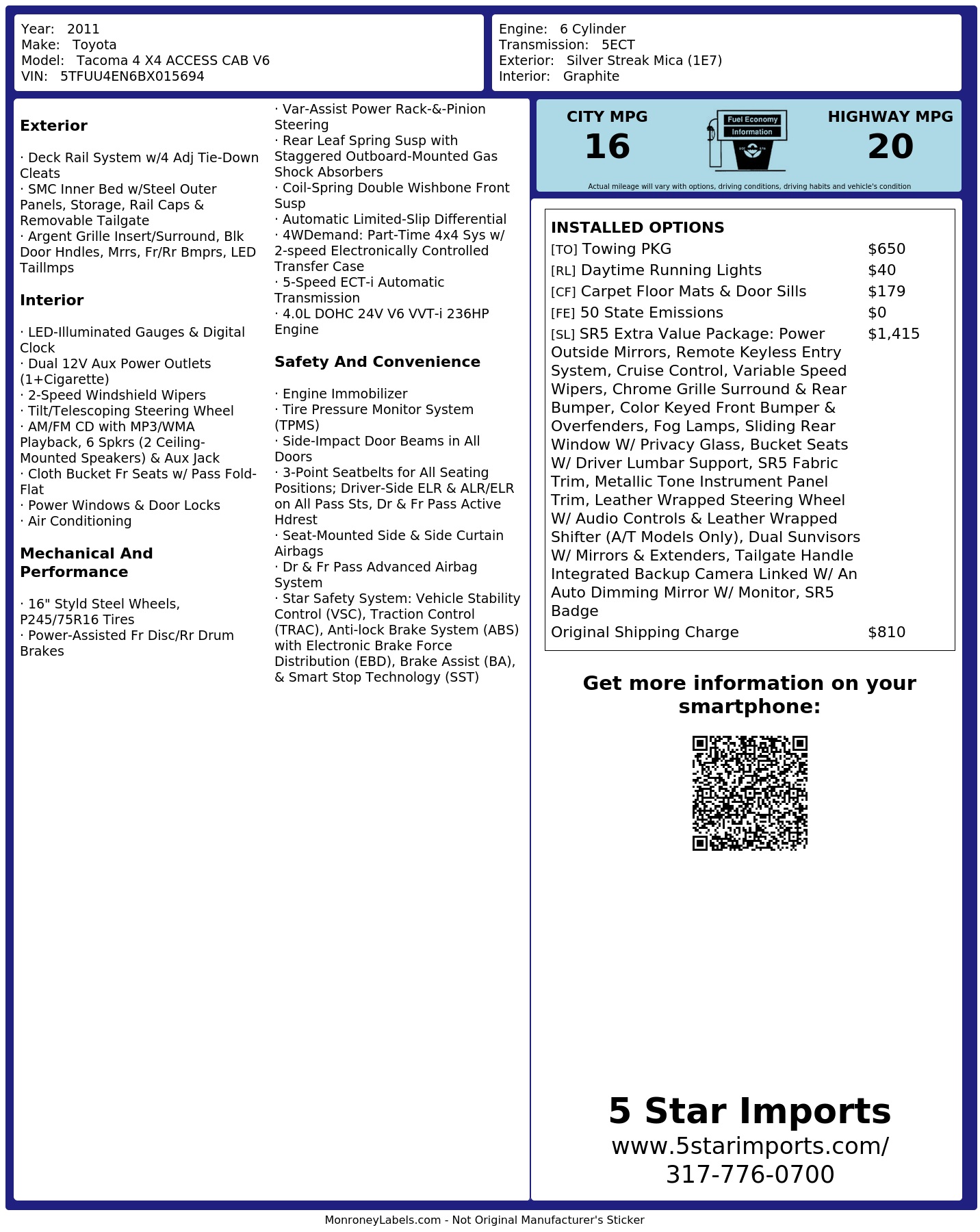 Monroney Label
