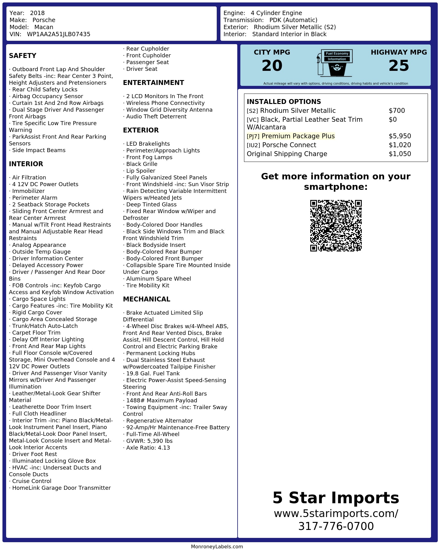 Monroney Label