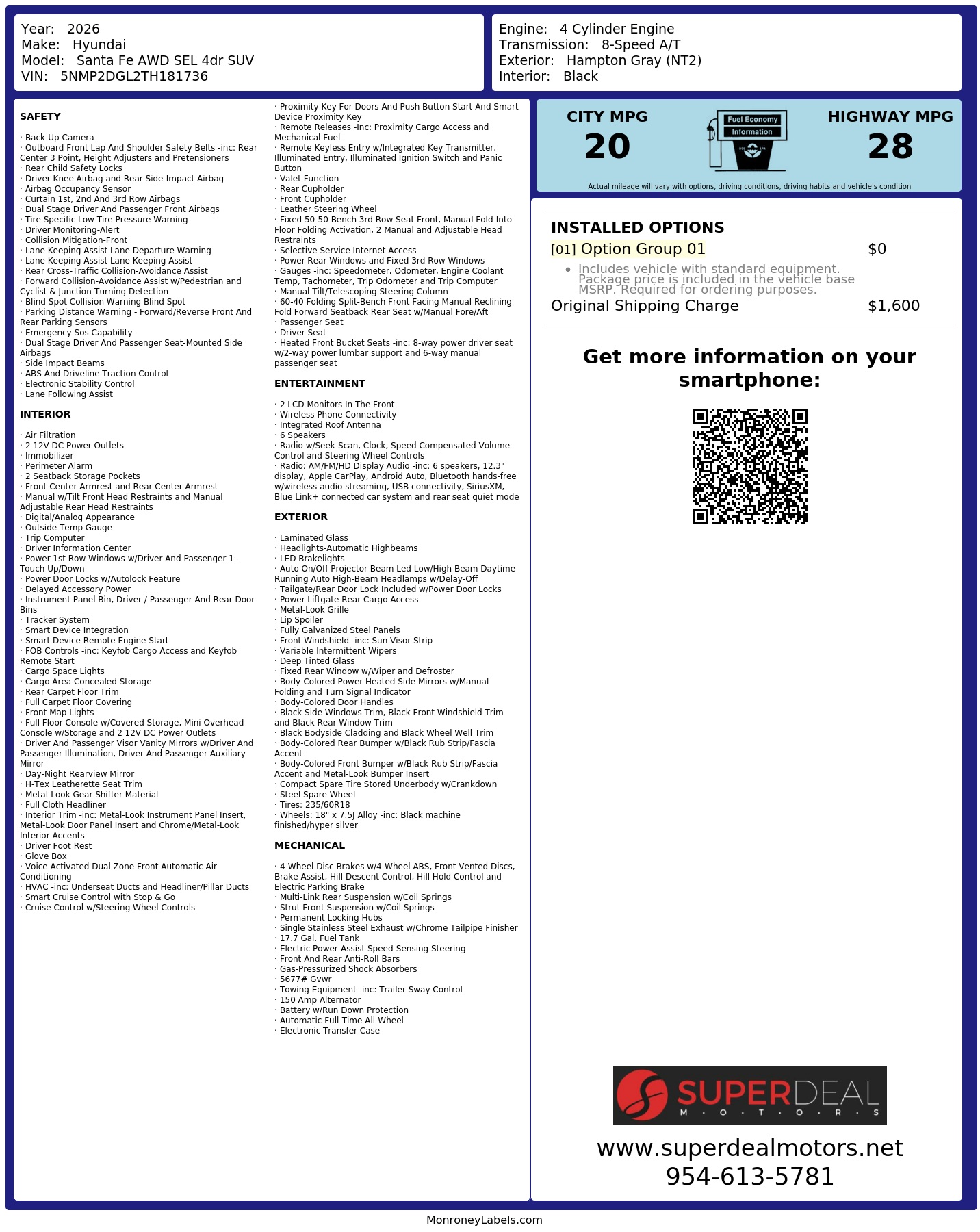 Monroney Label