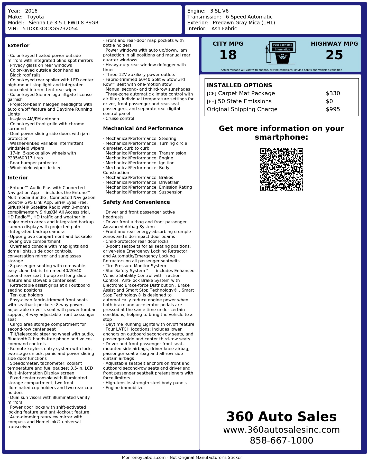 Monroney Label