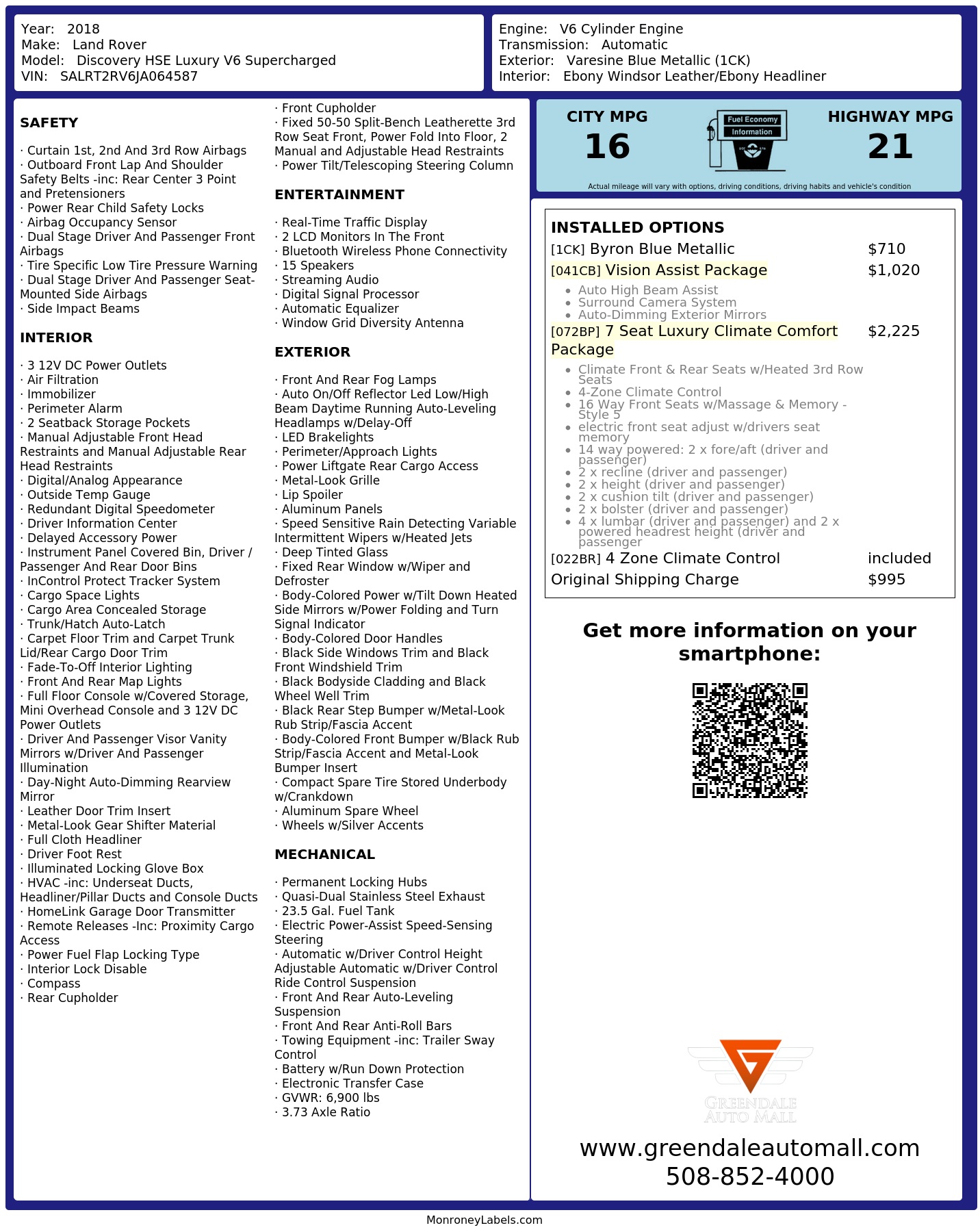 Monroney Label