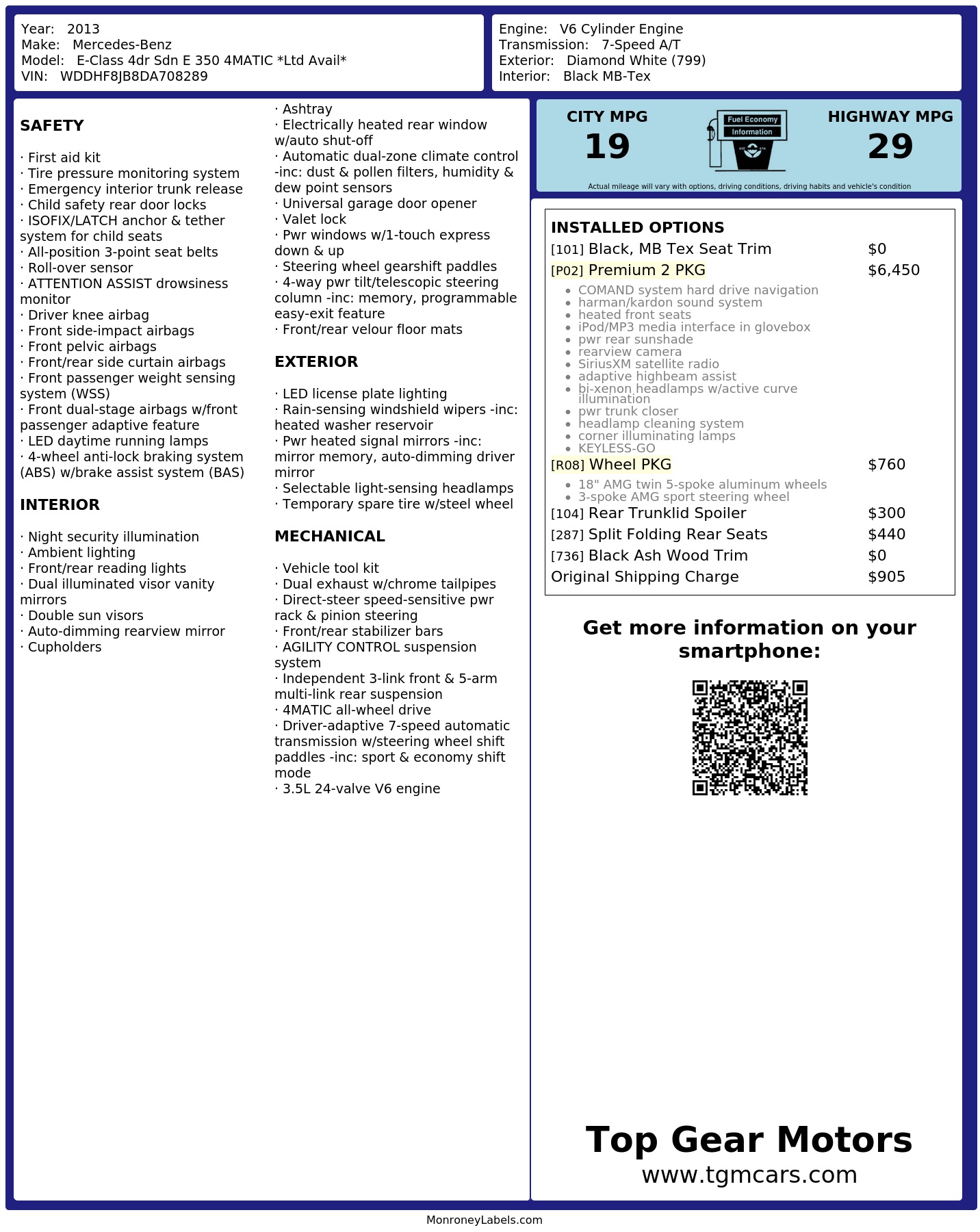 Monroney Label