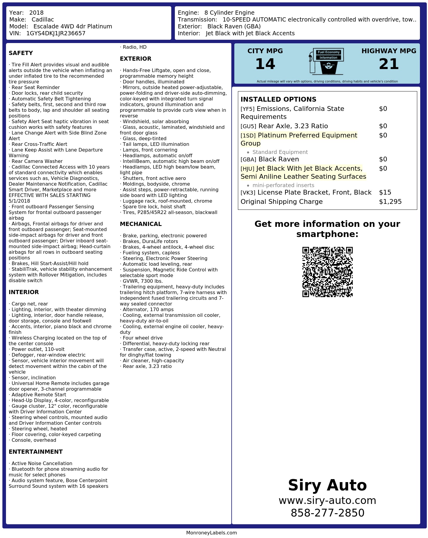 Monroney Label