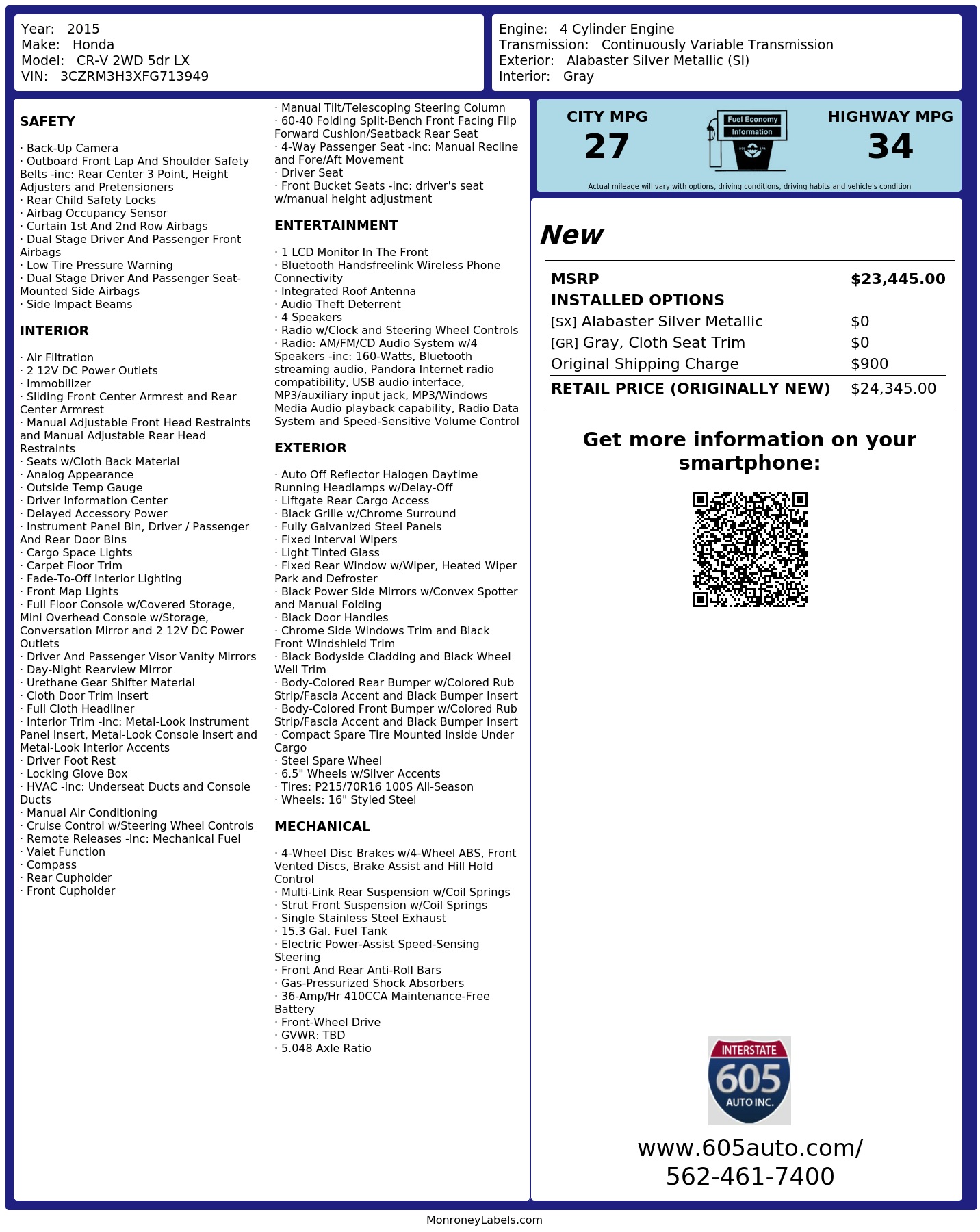 Monroney Label