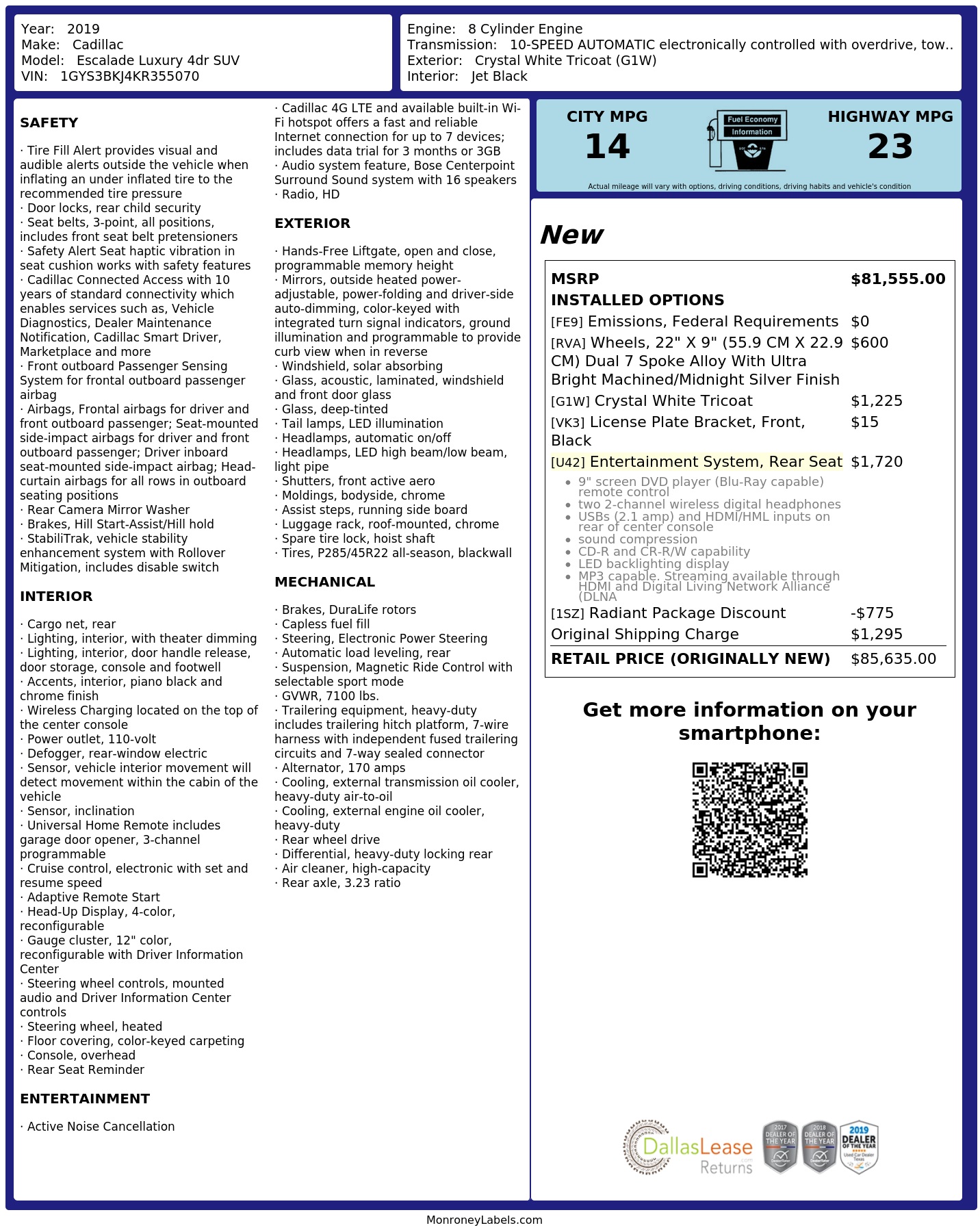 Monroney Label