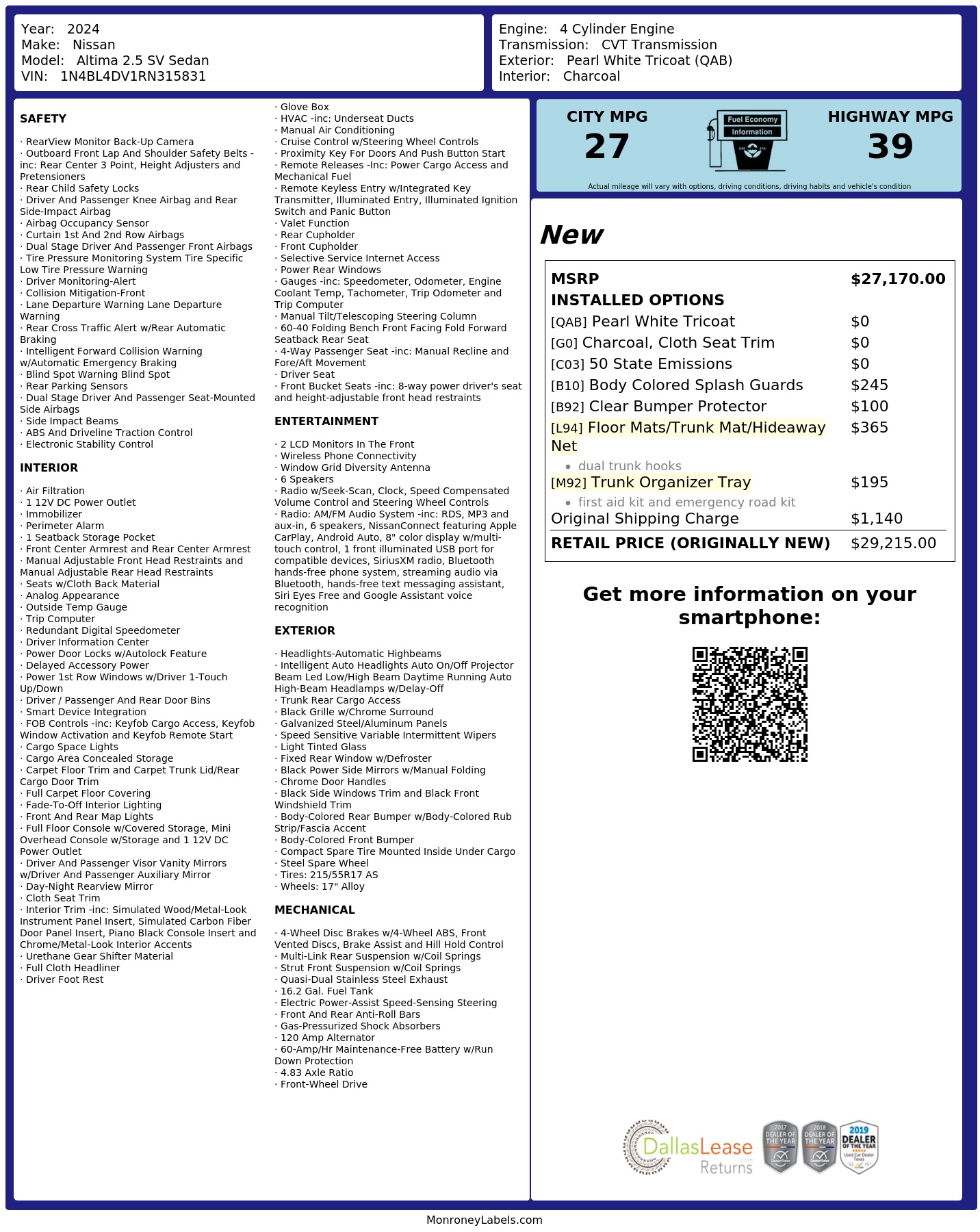 Monroney Label