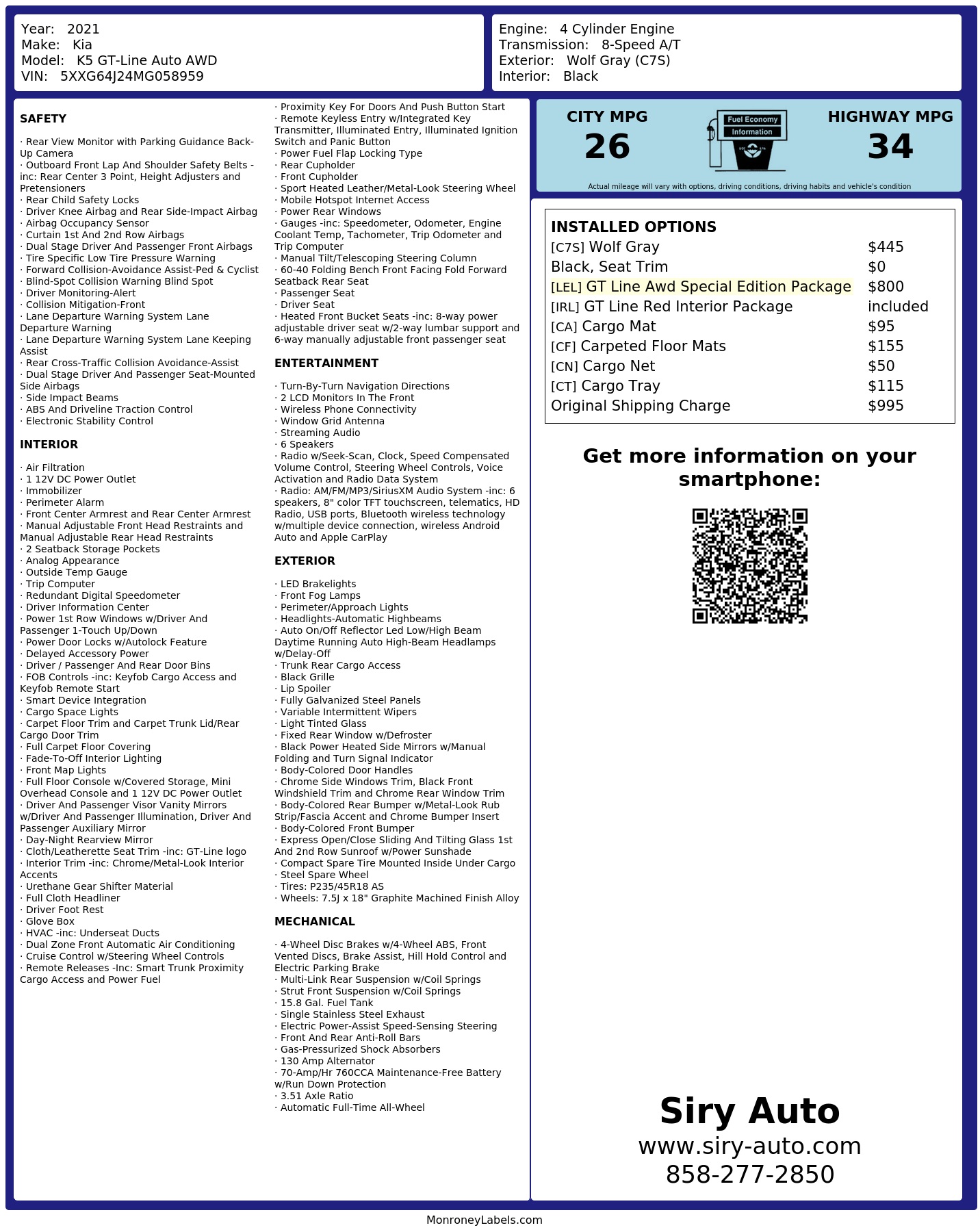 Monroney Label