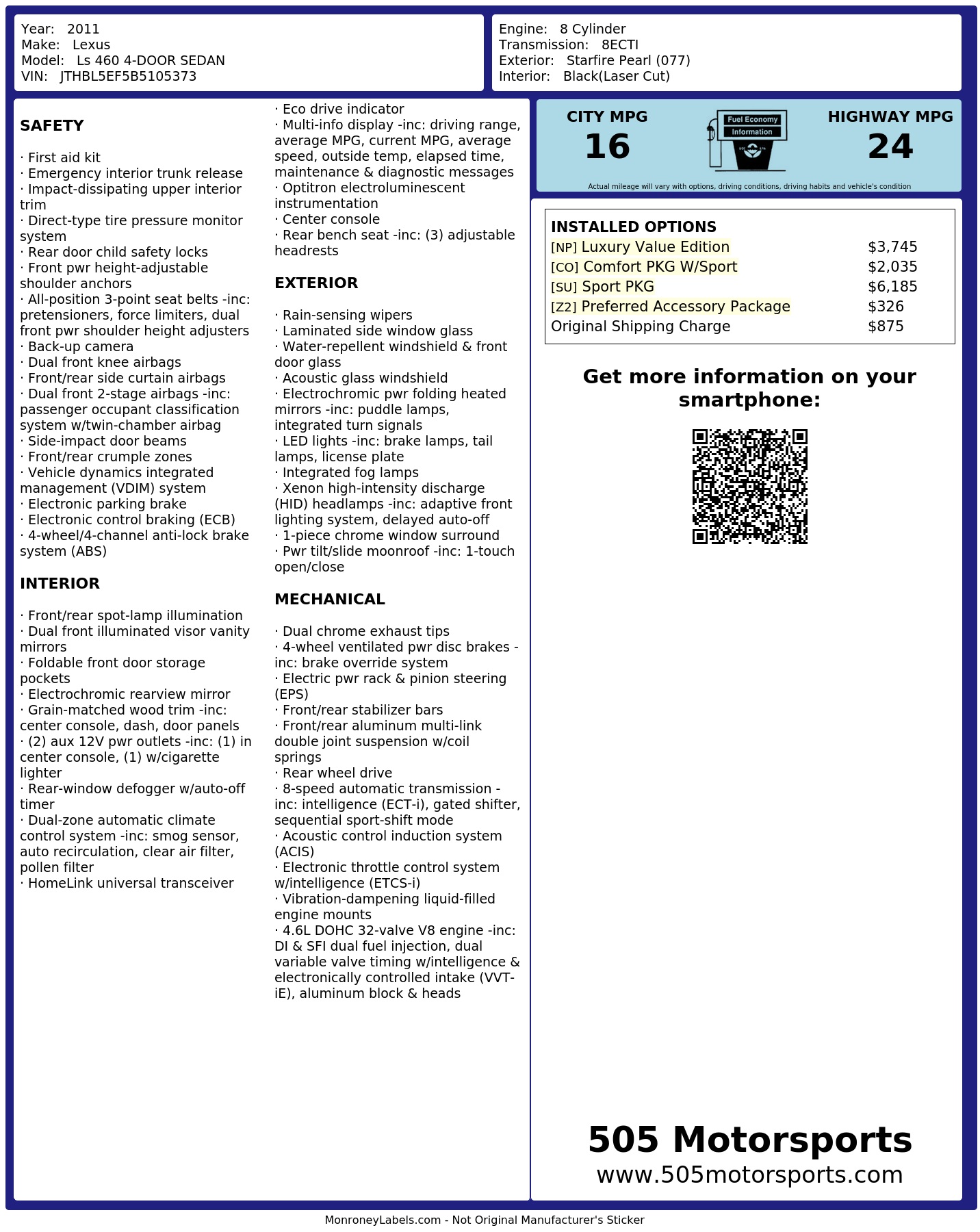 Monroney Label